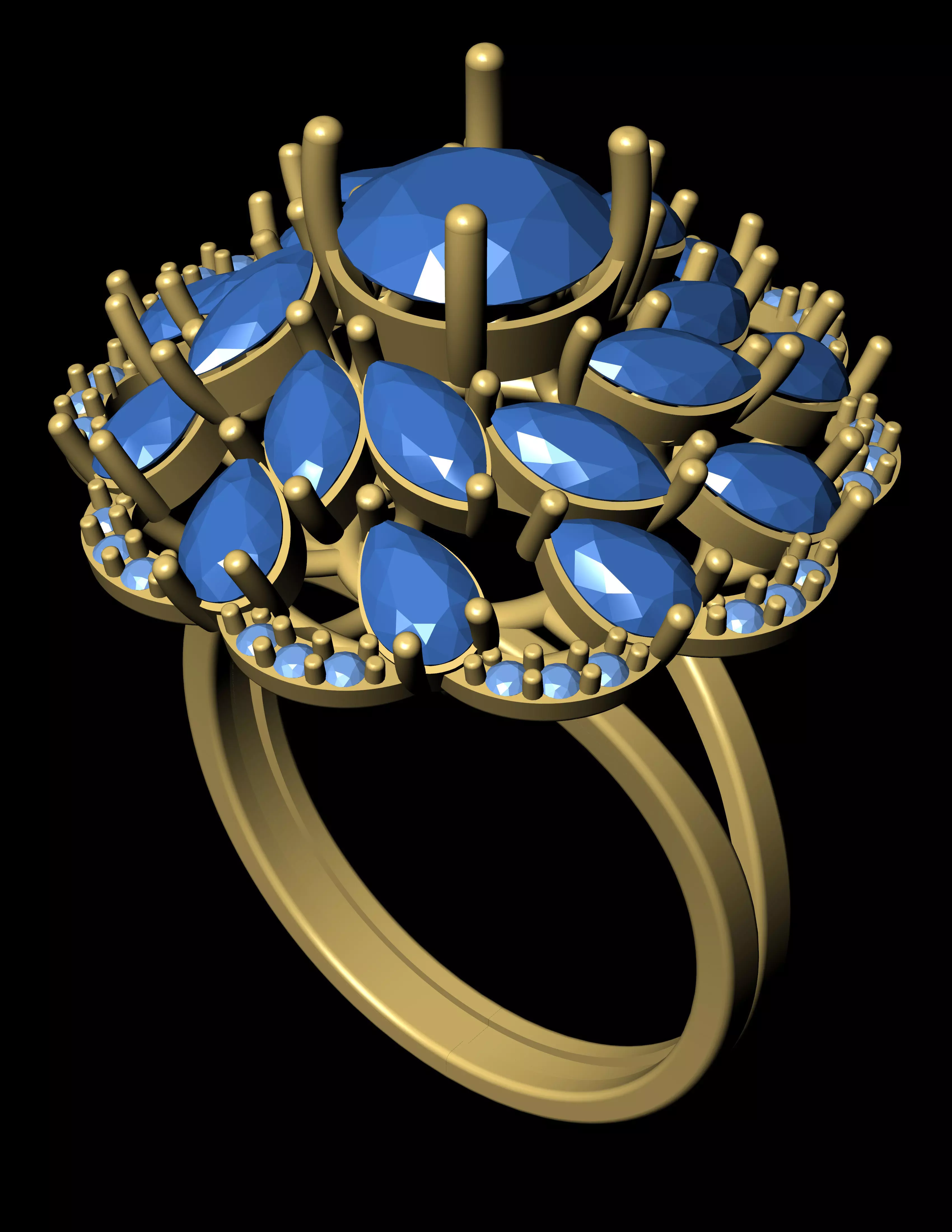 Women Cocktail Ring 3D print model 3D print model_0