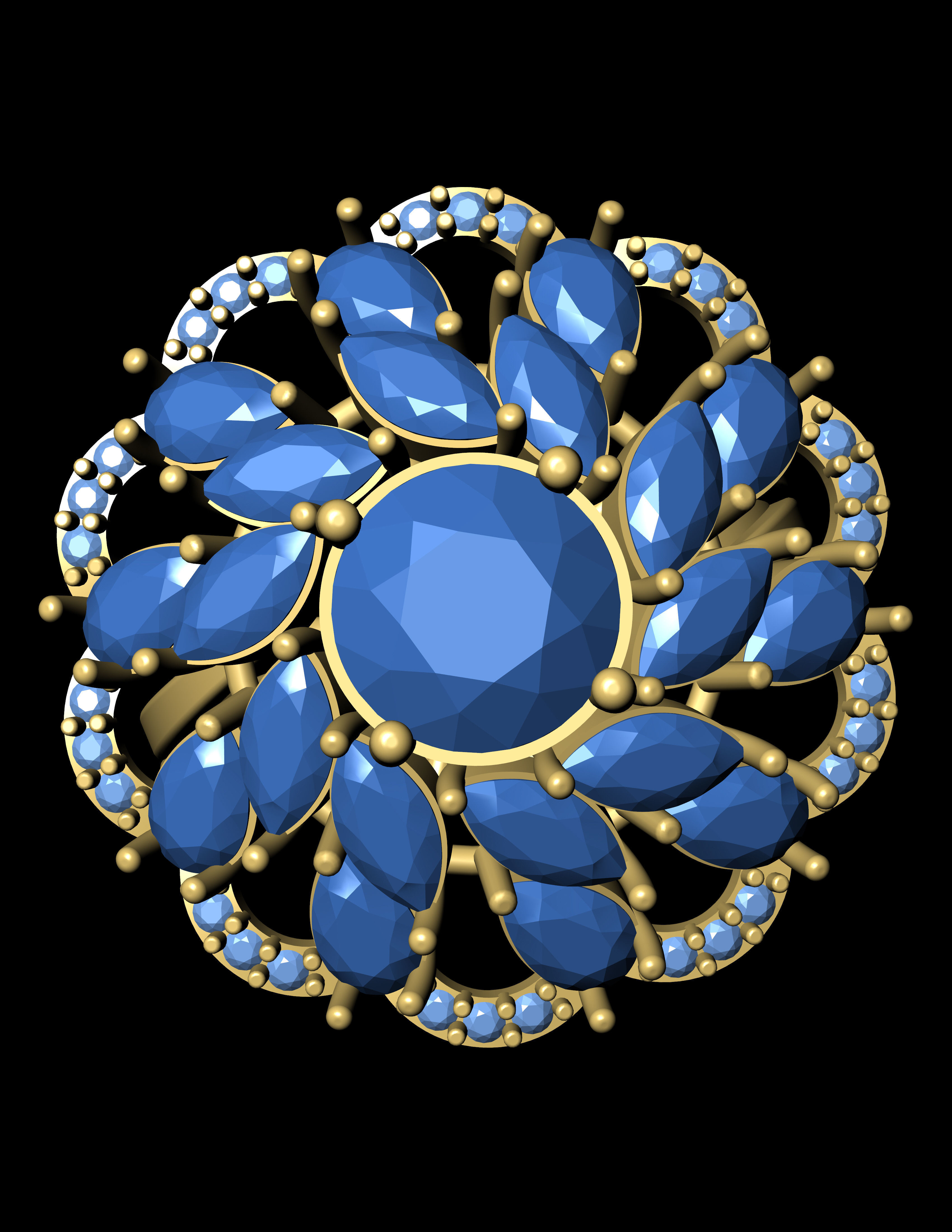 Women Cocktail Ring 3D print model 3D print model_4