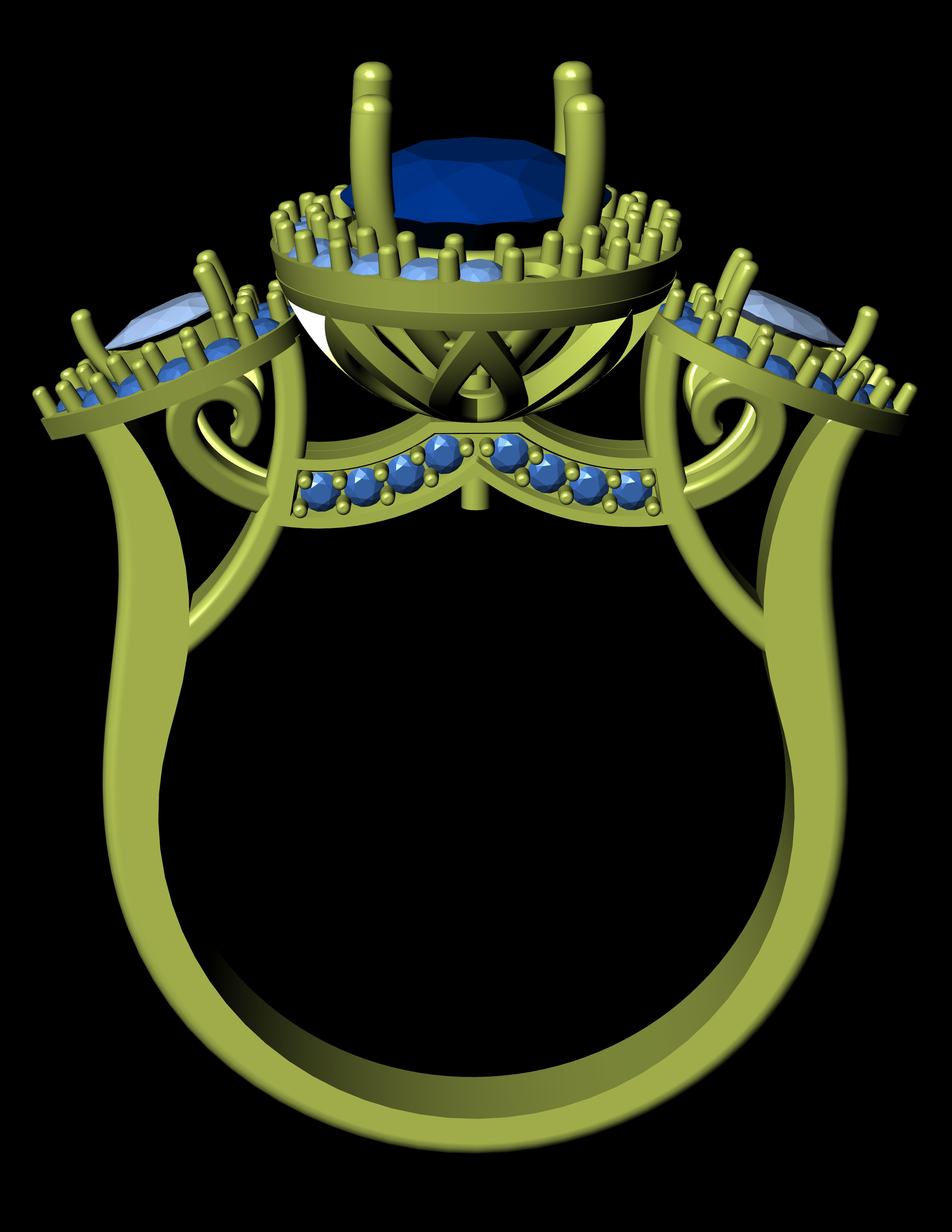 Women Cocktail Ring 3D print model 3D print model_1