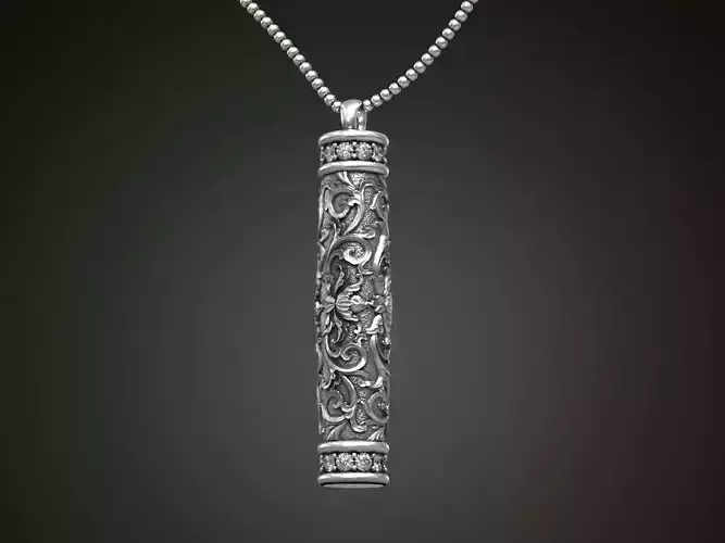 Tube pendant baroque floral pattern  3D print model