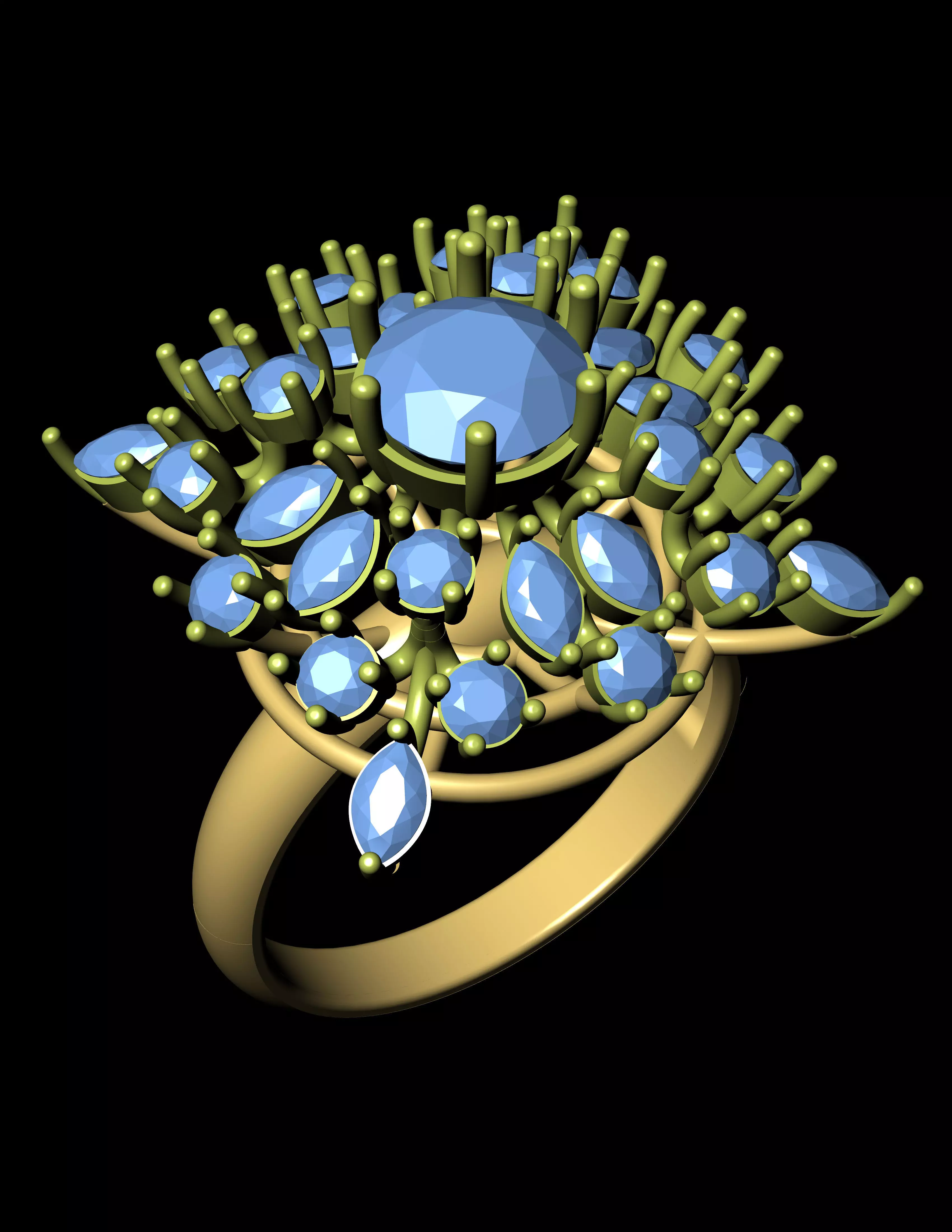 Women Cocktail Ring 3D print model 3D print model_0