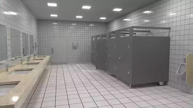 Public Restroom Modular Pack Low-poly 3D model