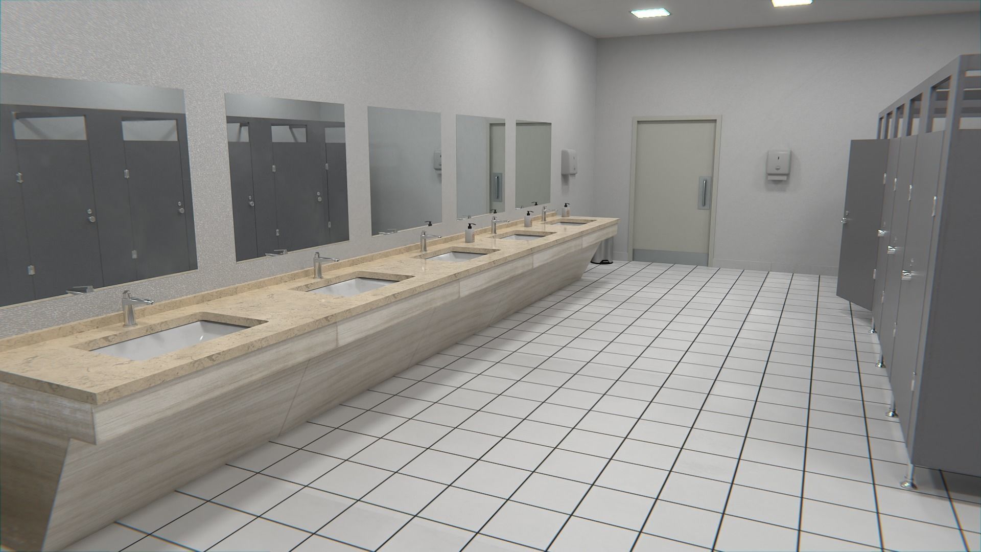 Public Restroom Modular Pack Low-poly 3D model_7