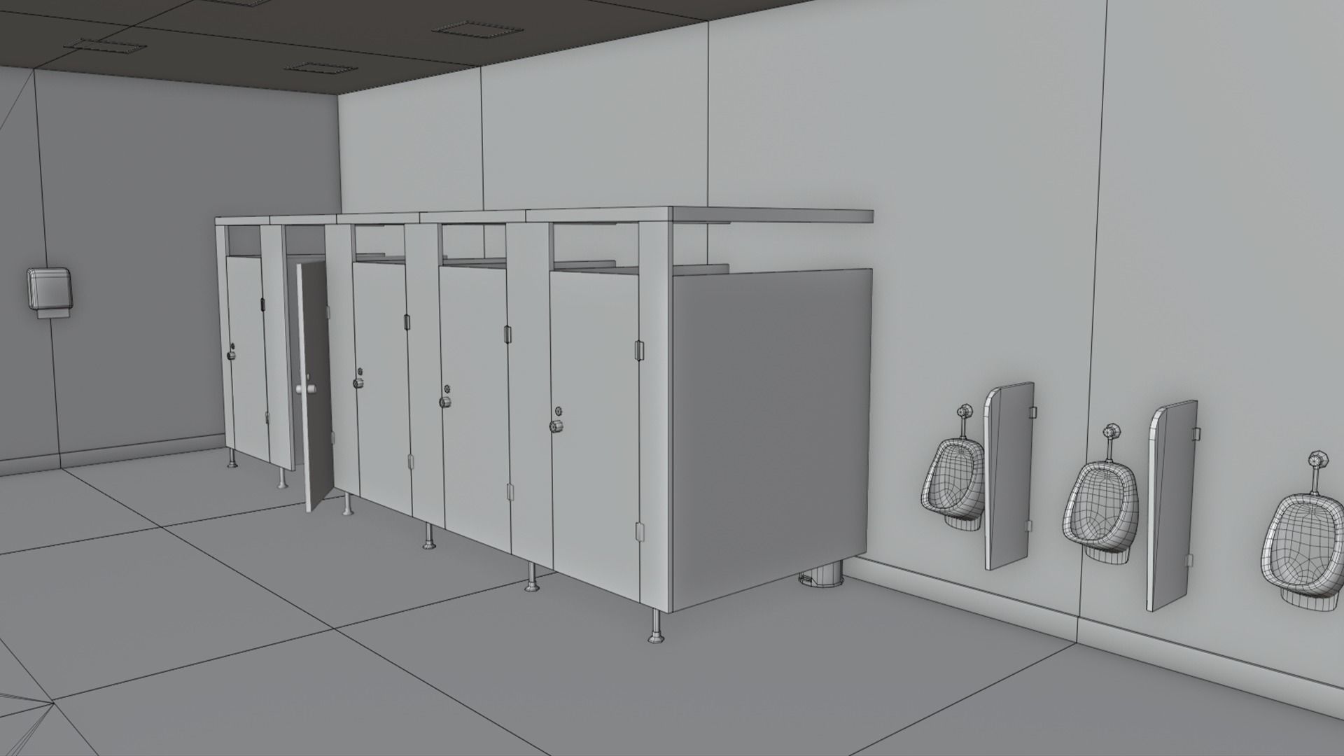 Public Restroom Modular Pack Low-poly 3D model_10