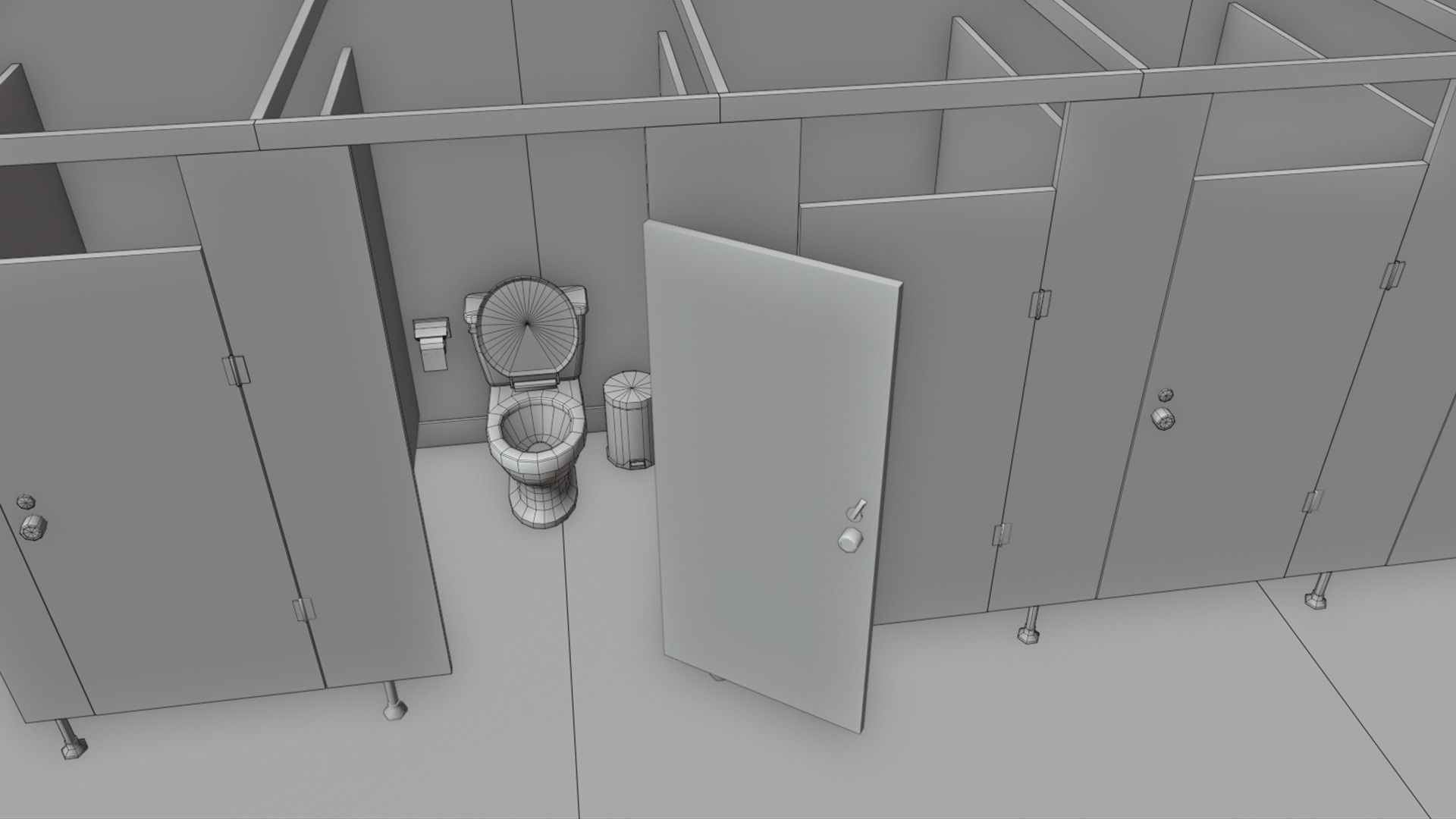 Public Restroom Modular Pack Low-poly 3D model_11