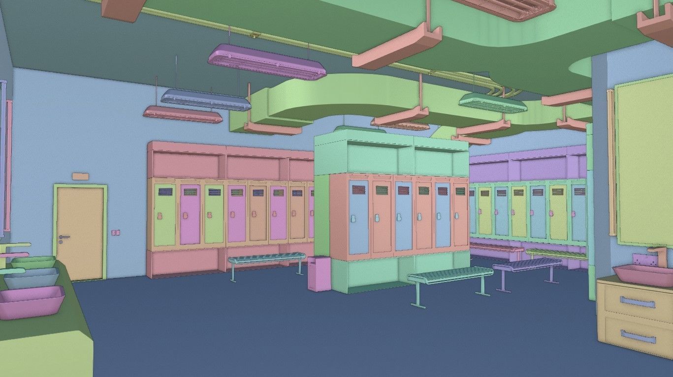 Modern Gym Locker Room Low-poly 3D model_21