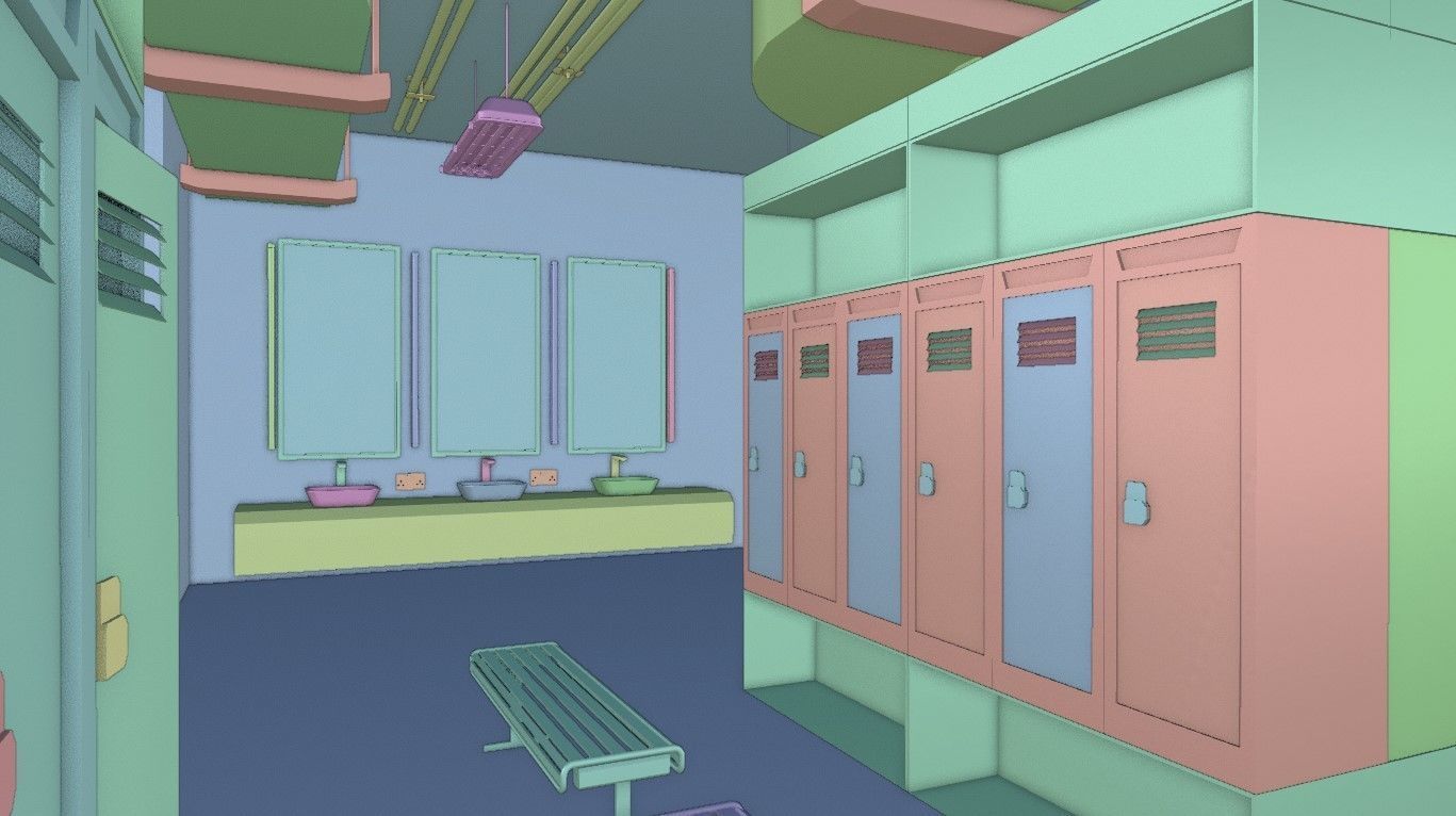 Modern Gym Locker Room Low-poly 3D model_15