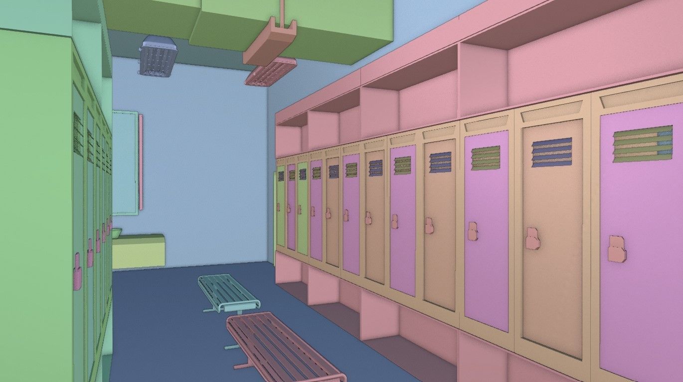 Modern Gym Locker Room Low-poly 3D model_16