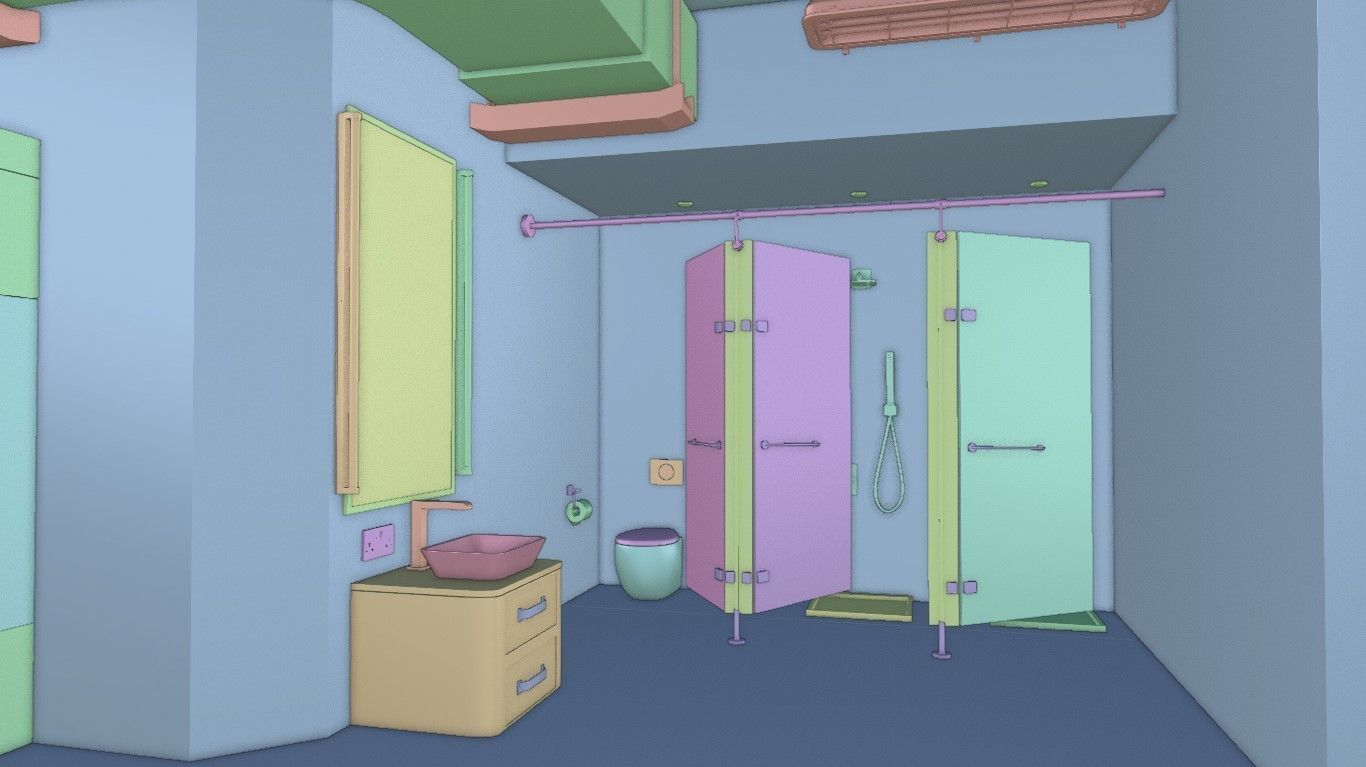 Modern Gym Locker Room Low-poly 3D model_17