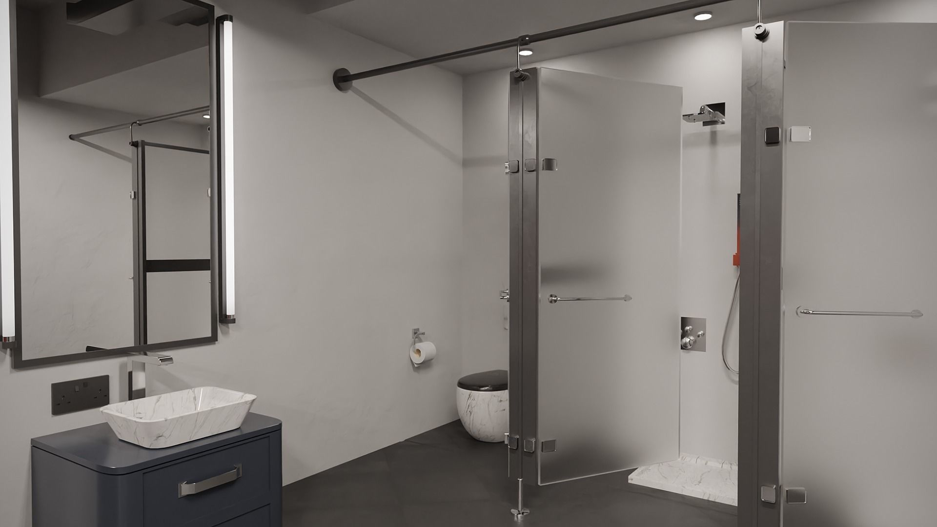 Modern Gym Locker Room Low-poly 3D model_9