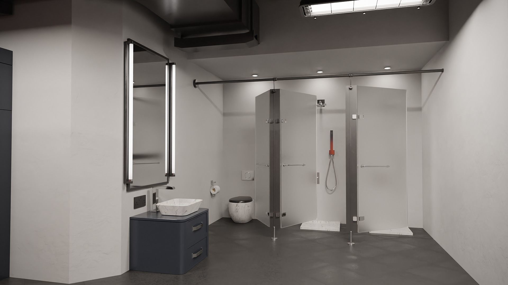 Modern Gym Locker Room Low-poly 3D model_8