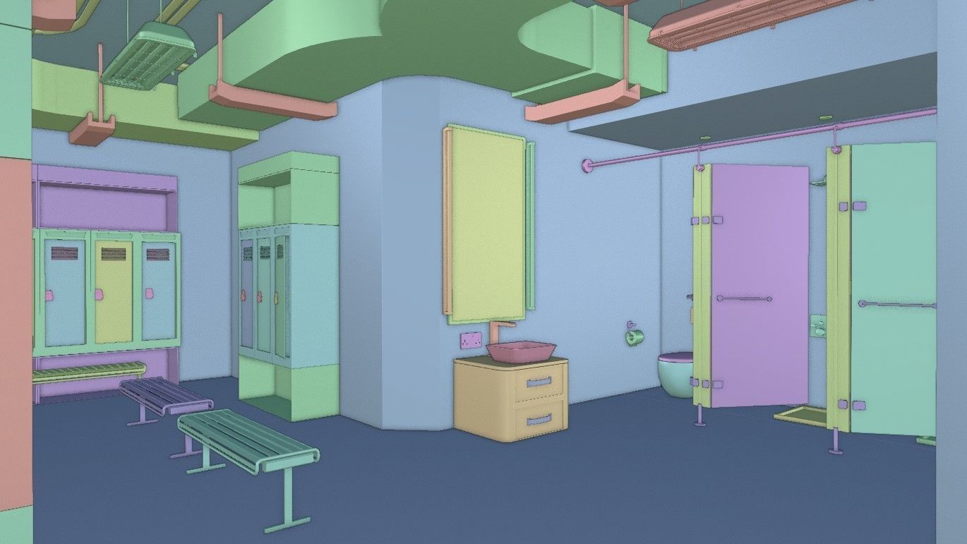 Modern Gym Locker Room Low-poly 3D model_14