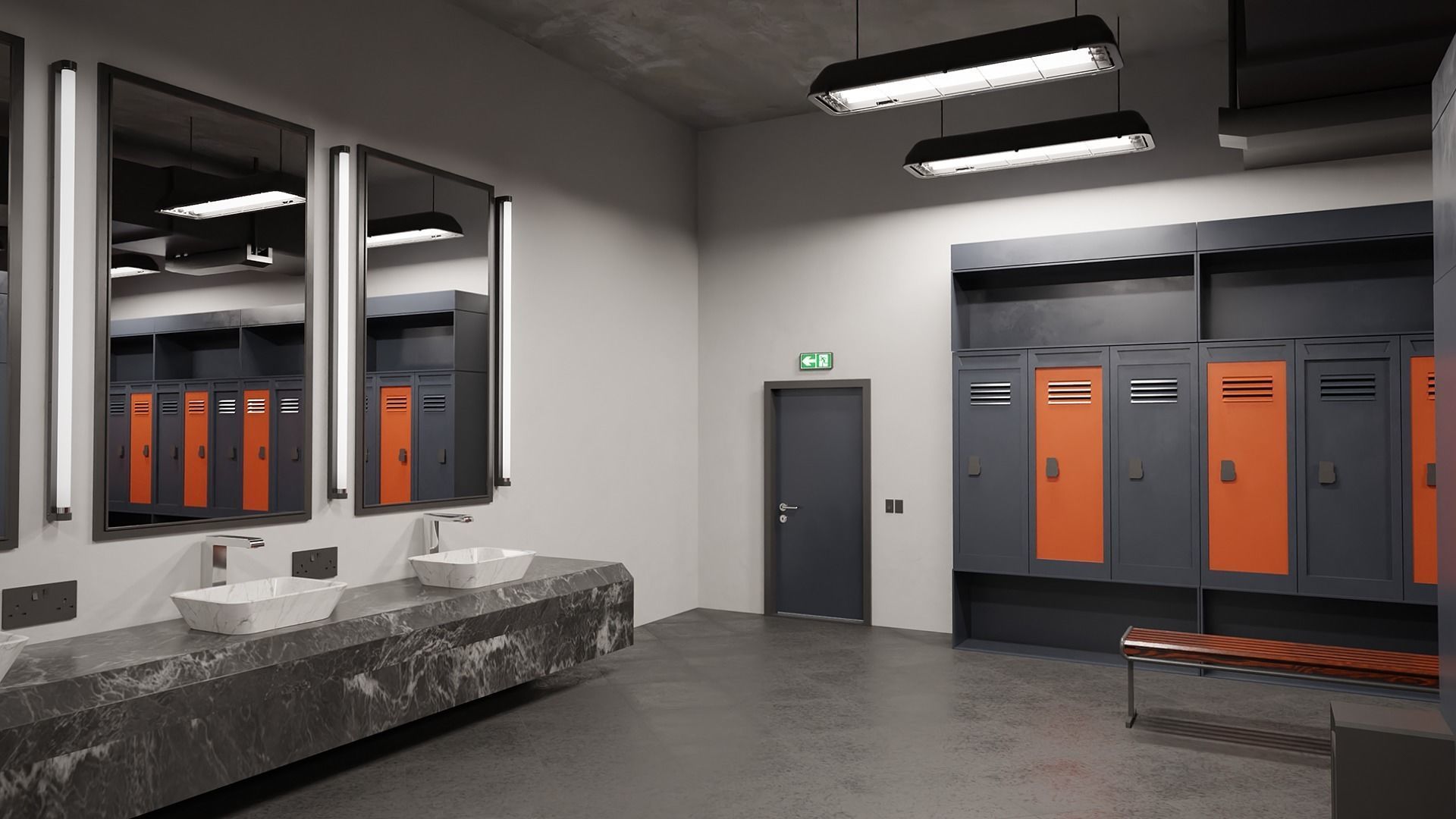 Modern Gym Locker Room Low-poly 3D model_10