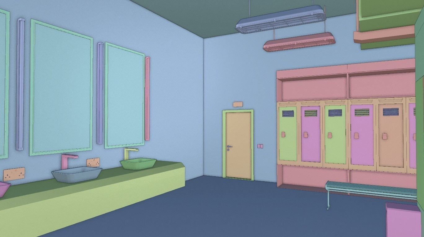 Modern Gym Locker Room Low-poly 3D model_18