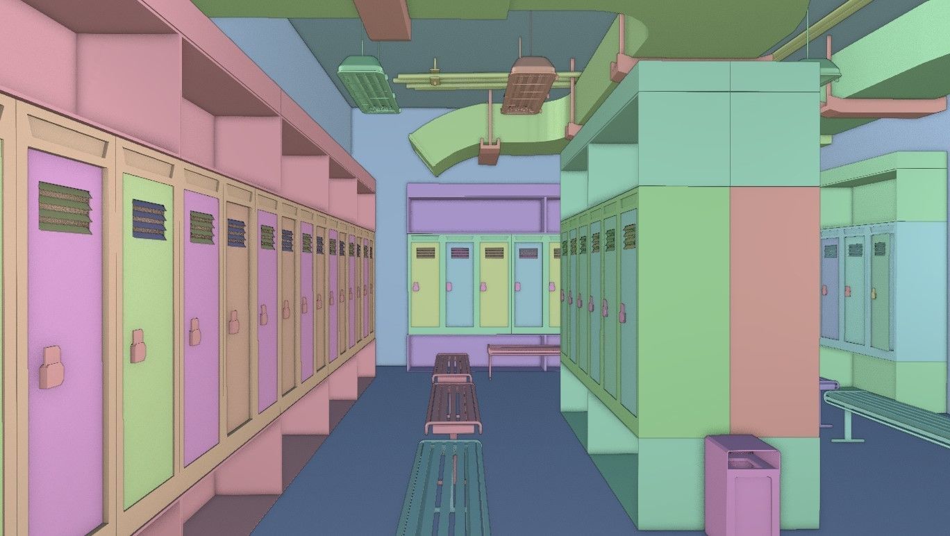 Modern Gym Locker Room Low-poly 3D model_13