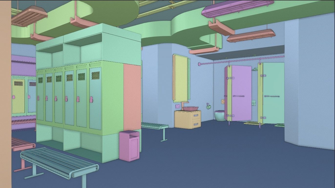Modern Gym Locker Room Low-poly 3D model_12