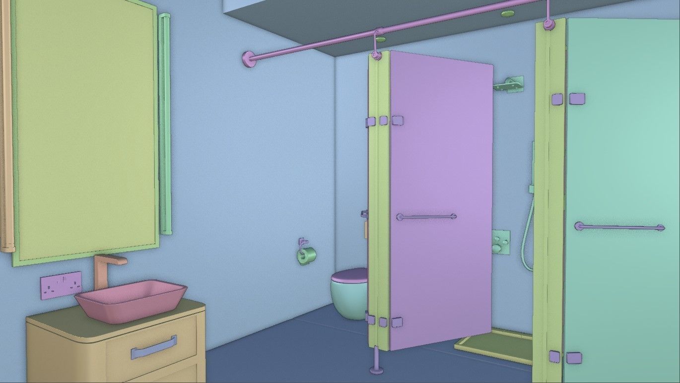 Modern Gym Locker Room Low-poly 3D model_20