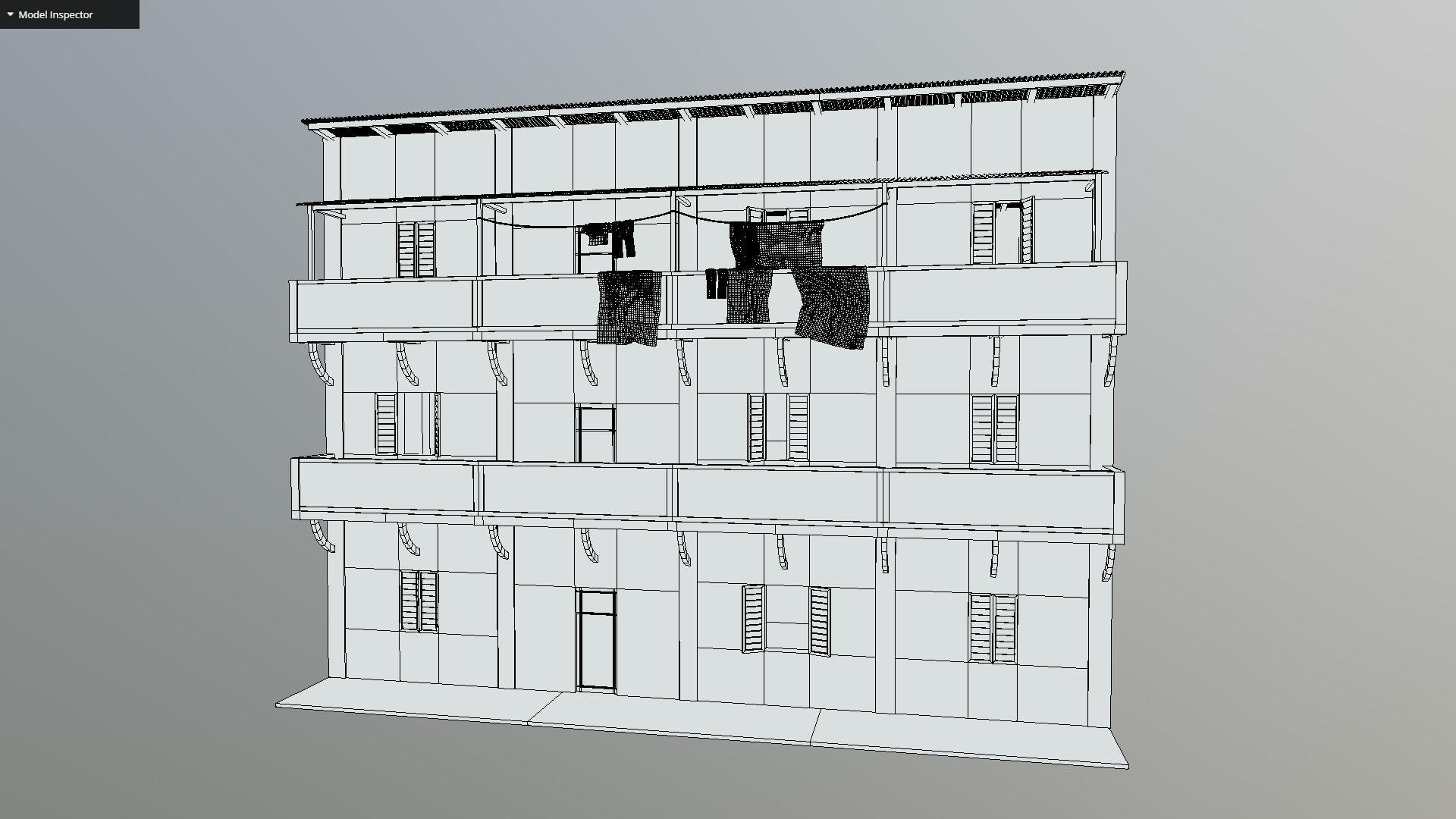 Old Building Low-poly 3D model_5