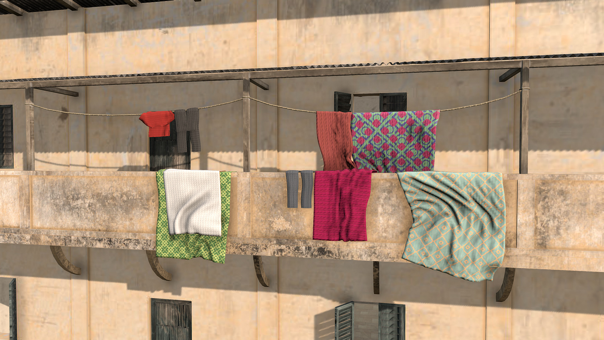 Old Building Low-poly 3D model_2