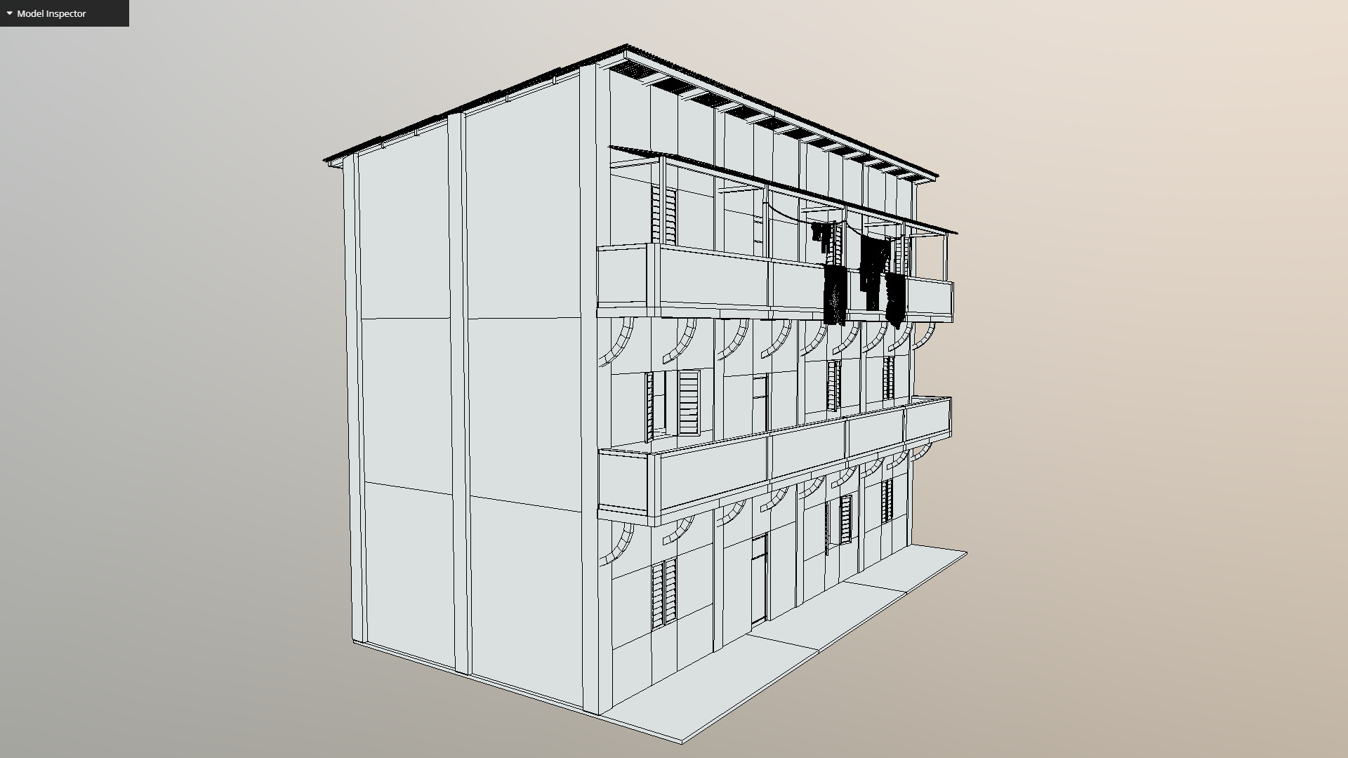 Old Building Low-poly 3D model_11