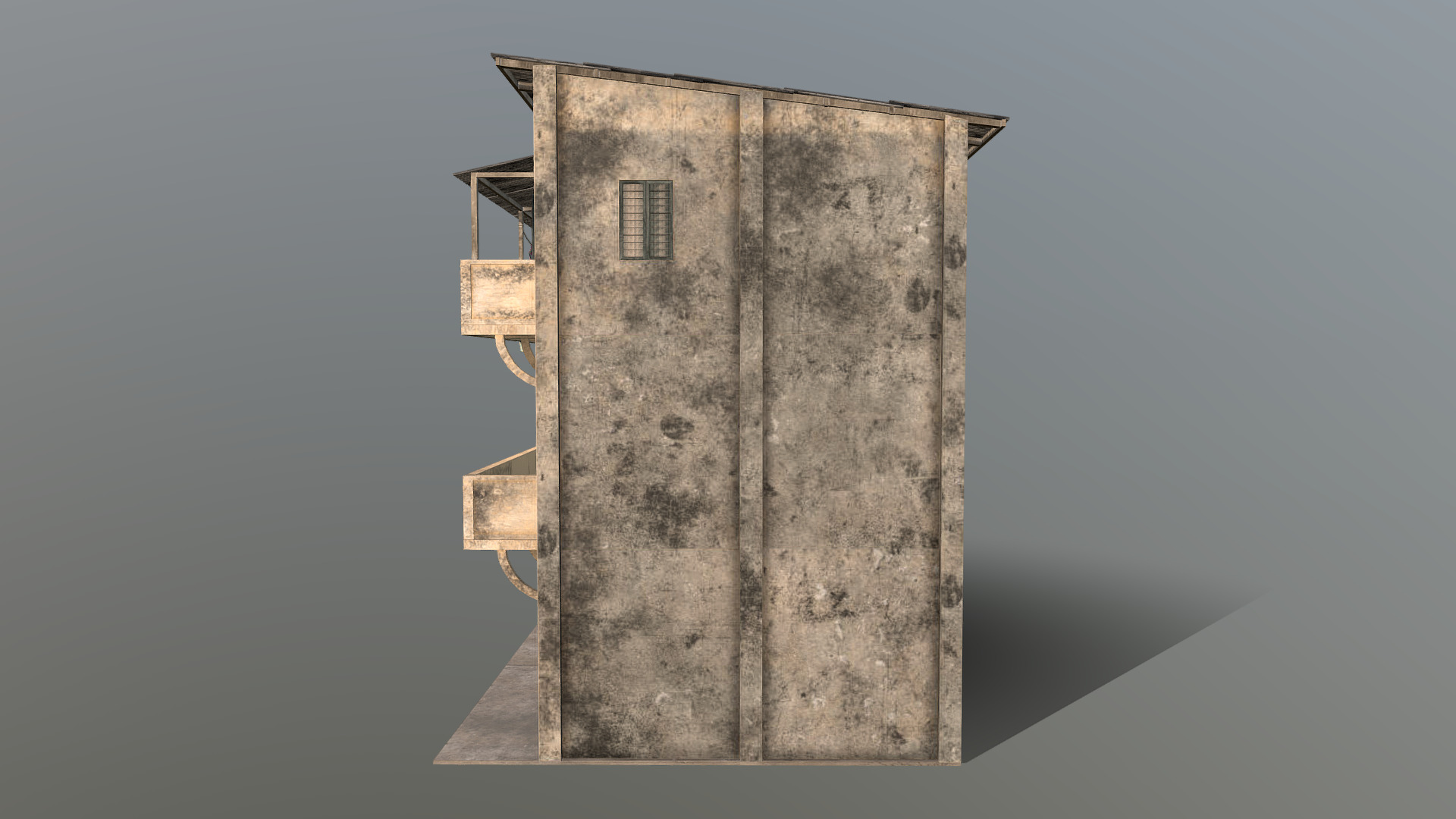 Old Building Low-poly 3D model_6