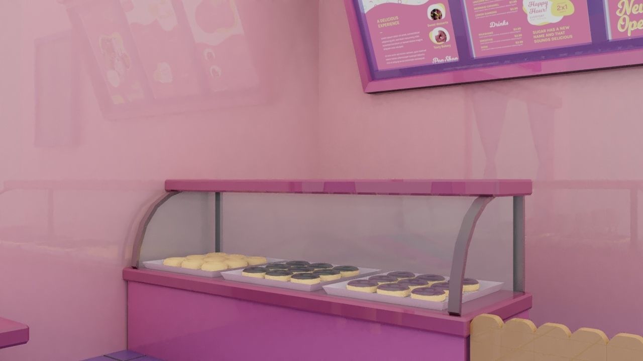 Cartoon Cafe Low-poly 3D model_2