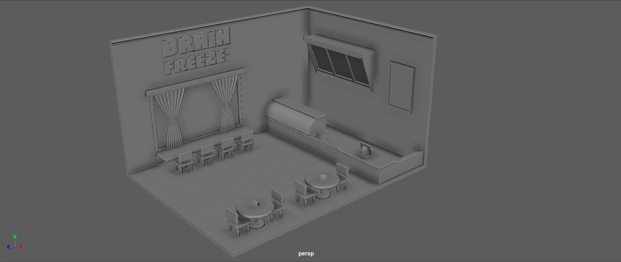 Cartoon Cafe Low-poly 3D model_5