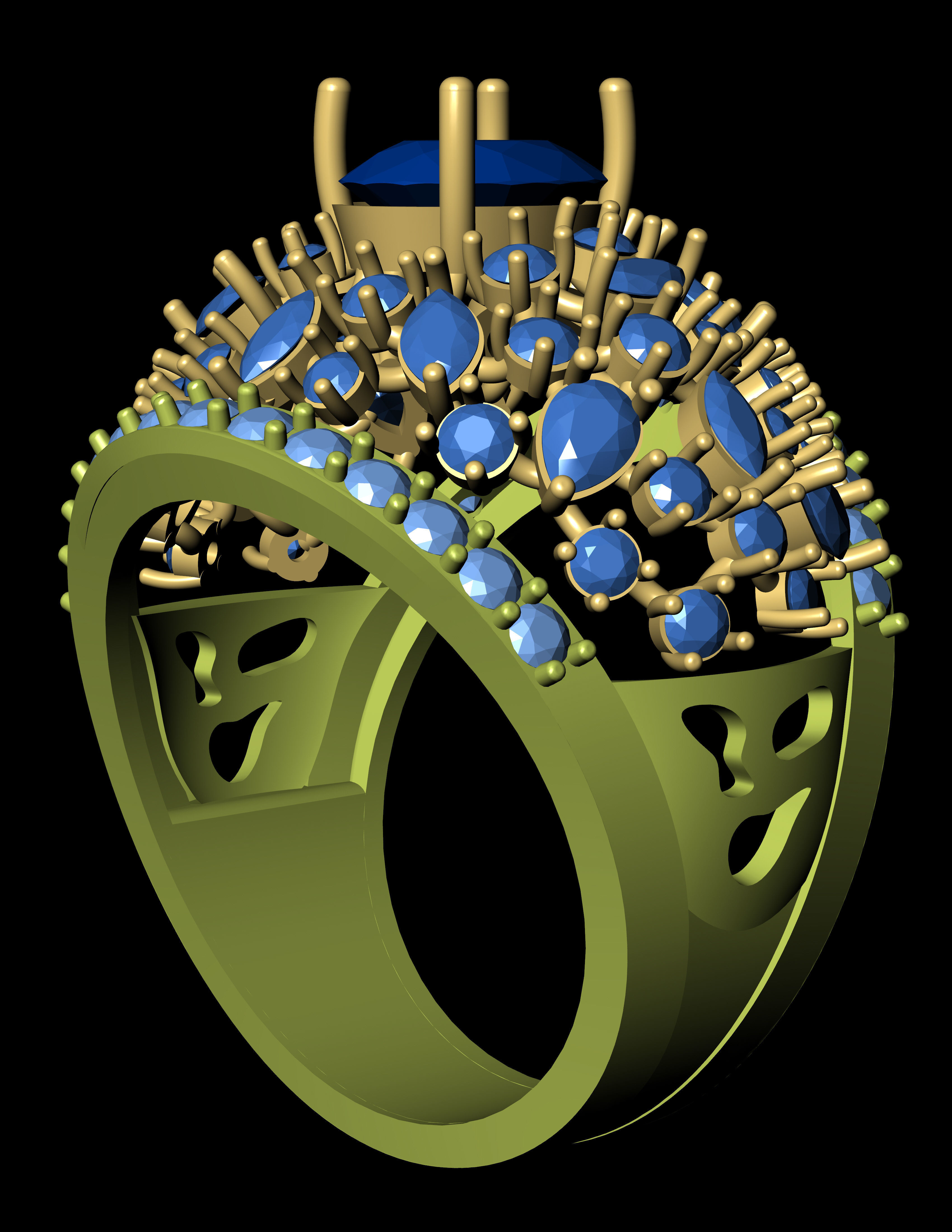 Women Cocktail Ring 3D print model 3D print model_3