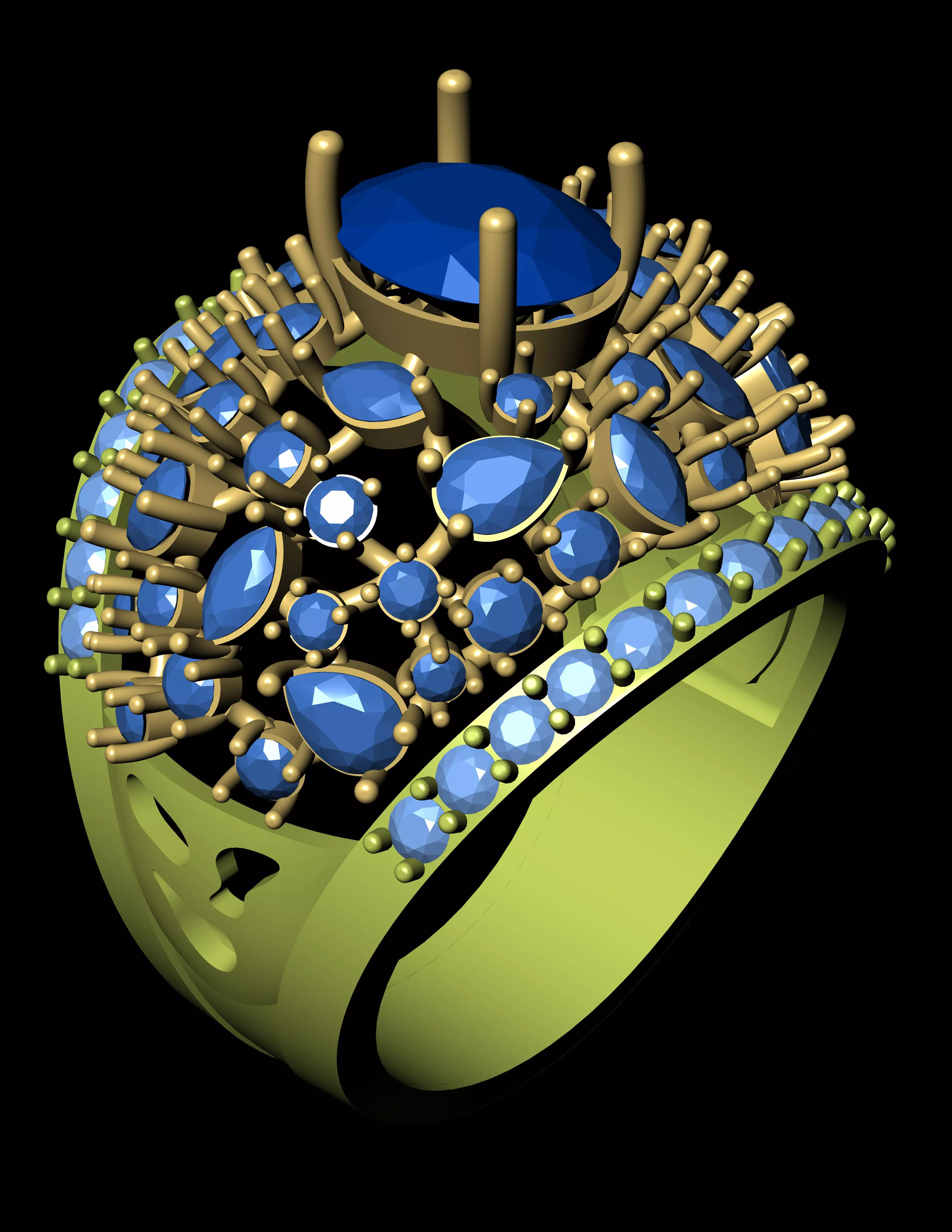 Women Cocktail Ring 3D print model 3D print model_0