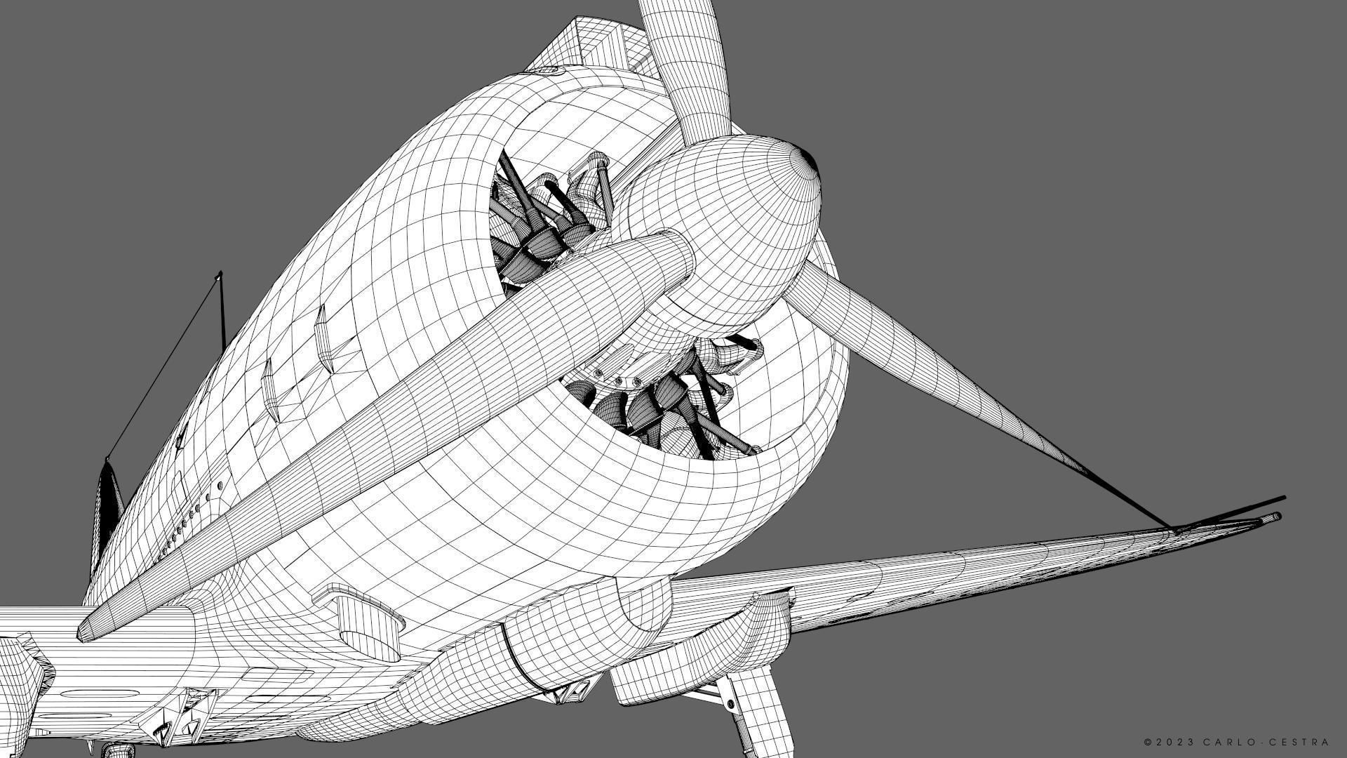 Re2000 Falco I - Catapult version - Rigged Low-poly 3D model_30