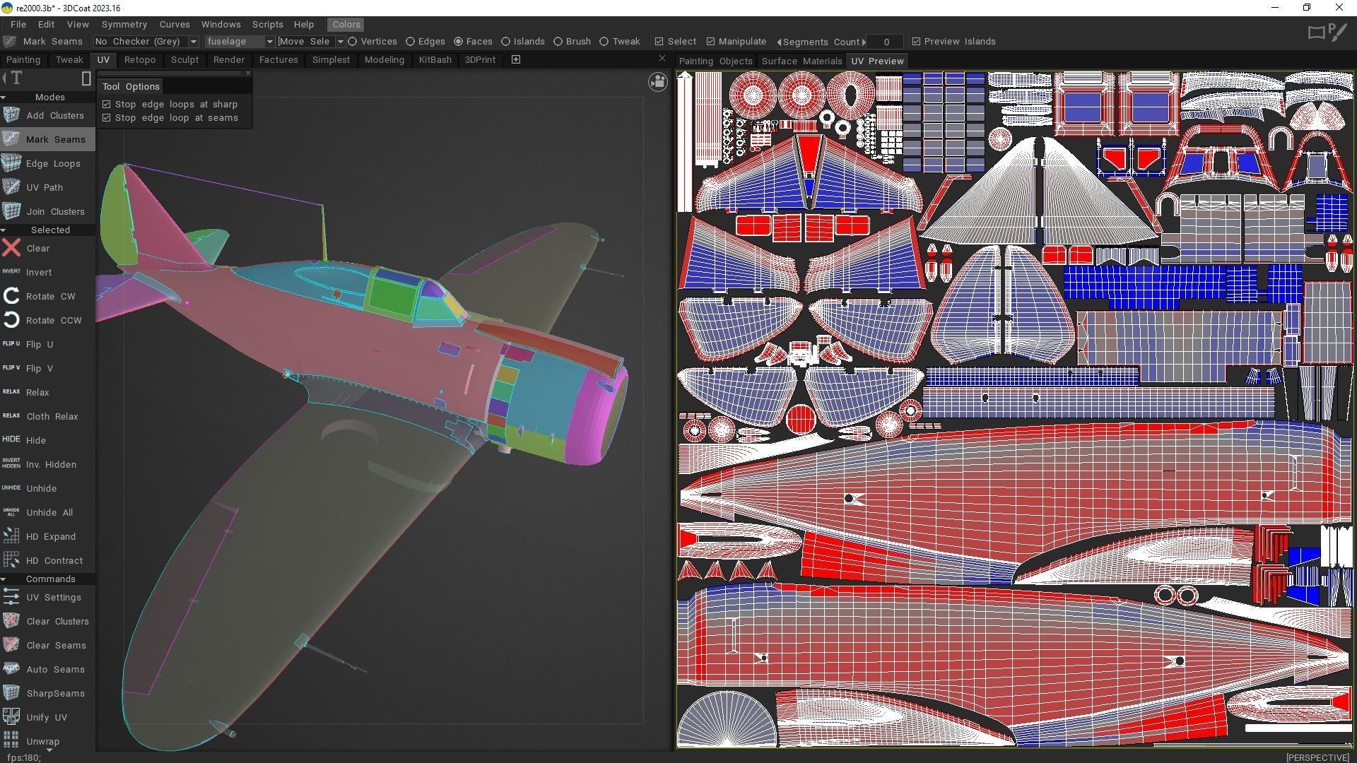 Re2000 Falco I - Catapult version - Rigged Low-poly 3D model_10