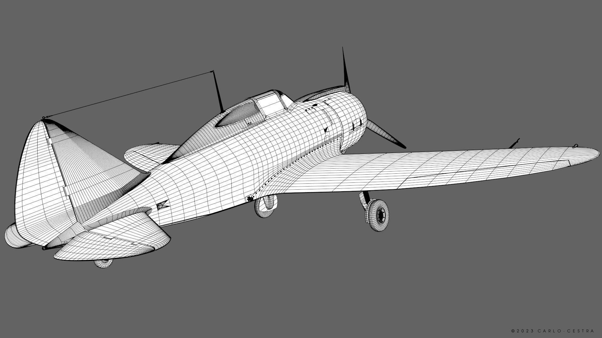 Re2000 Falco I - Catapult version - Rigged Low-poly 3D model_26
