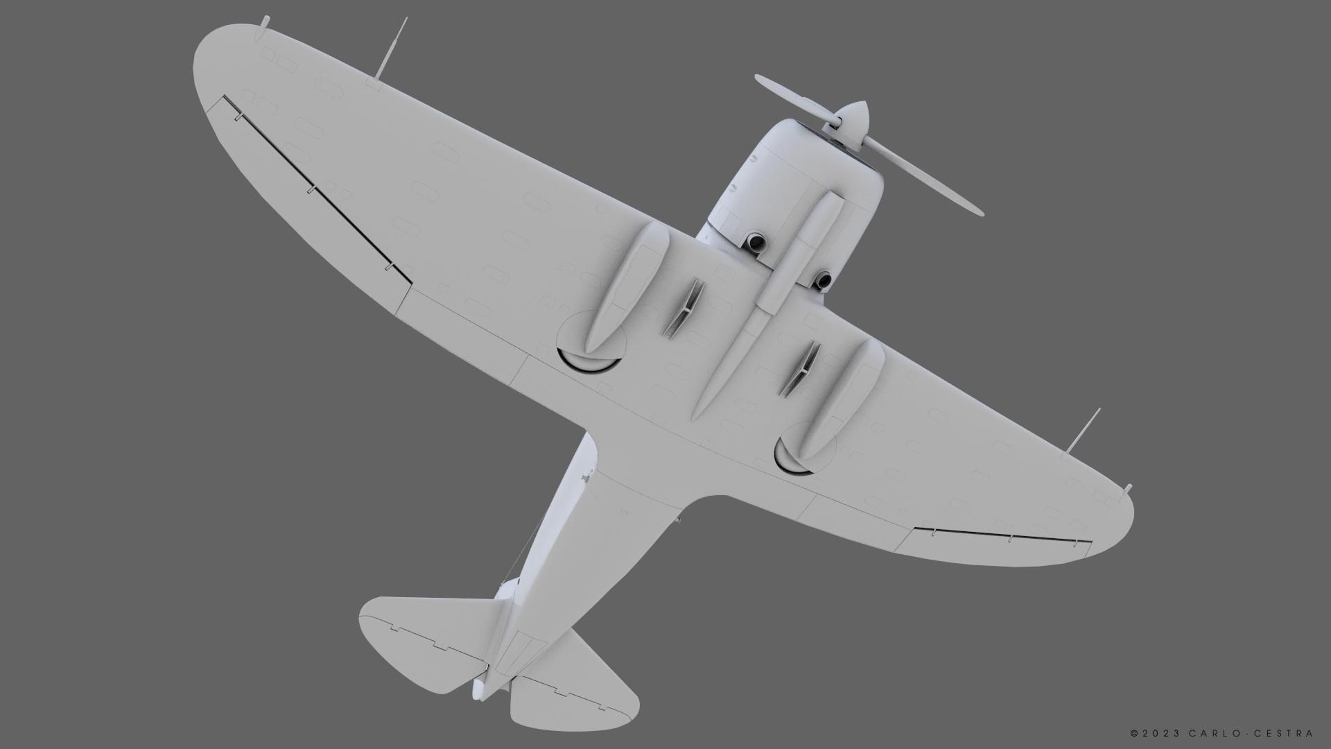 Re2000 Falco I - Catapult version - Rigged Low-poly 3D model_24