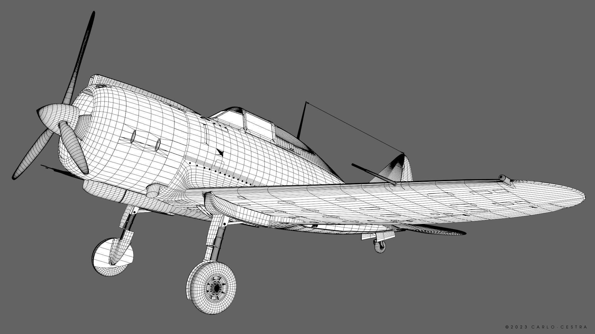 Re2000 Falco I - Catapult version - Rigged Low-poly 3D model_28