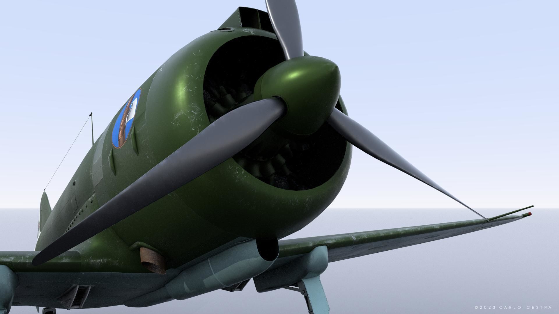 Re2000 Falco I - Catapult version - Rigged Low-poly 3D model_7