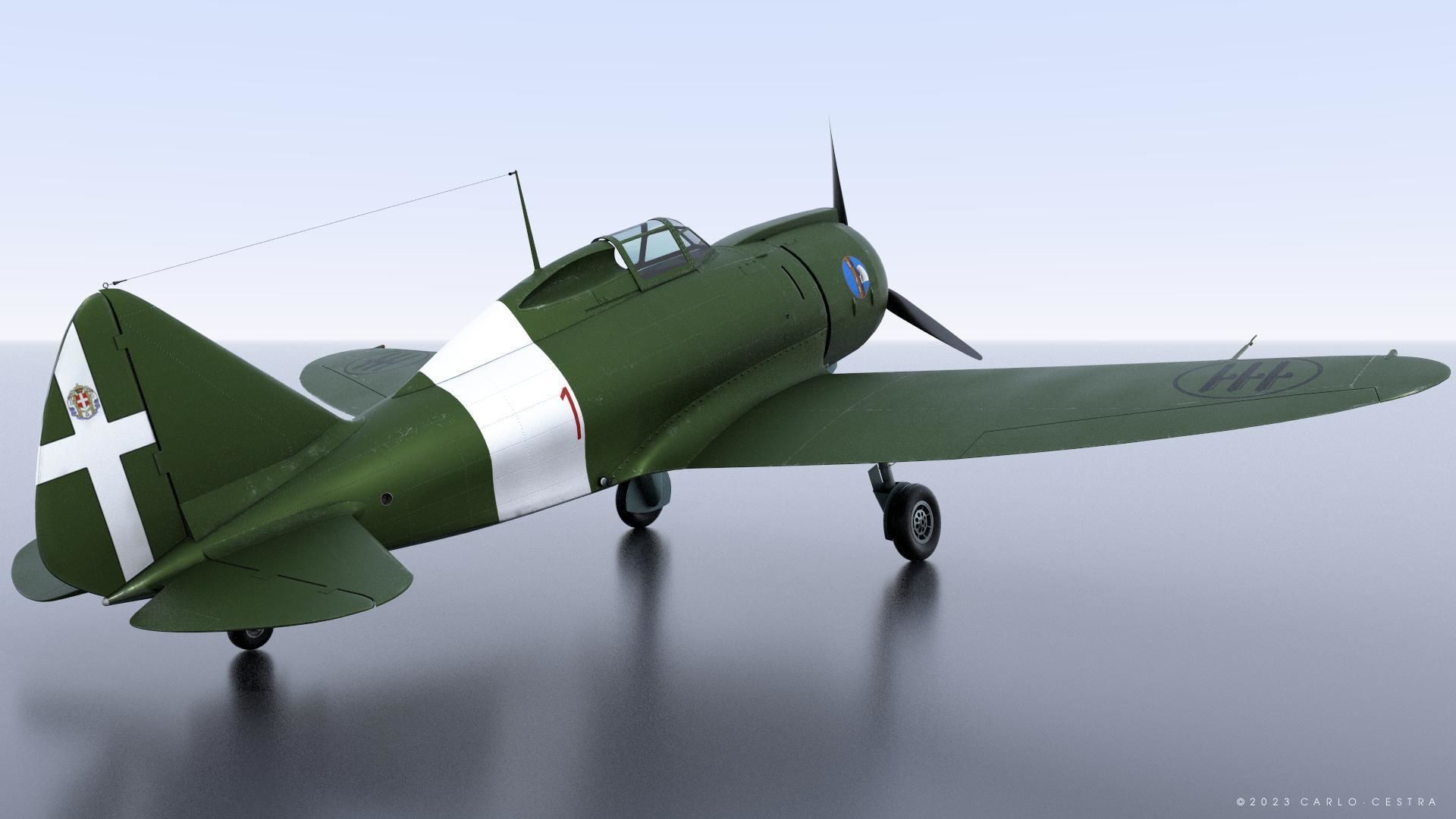 Re2000 Falco I - Catapult version - Rigged Low-poly 3D model_3