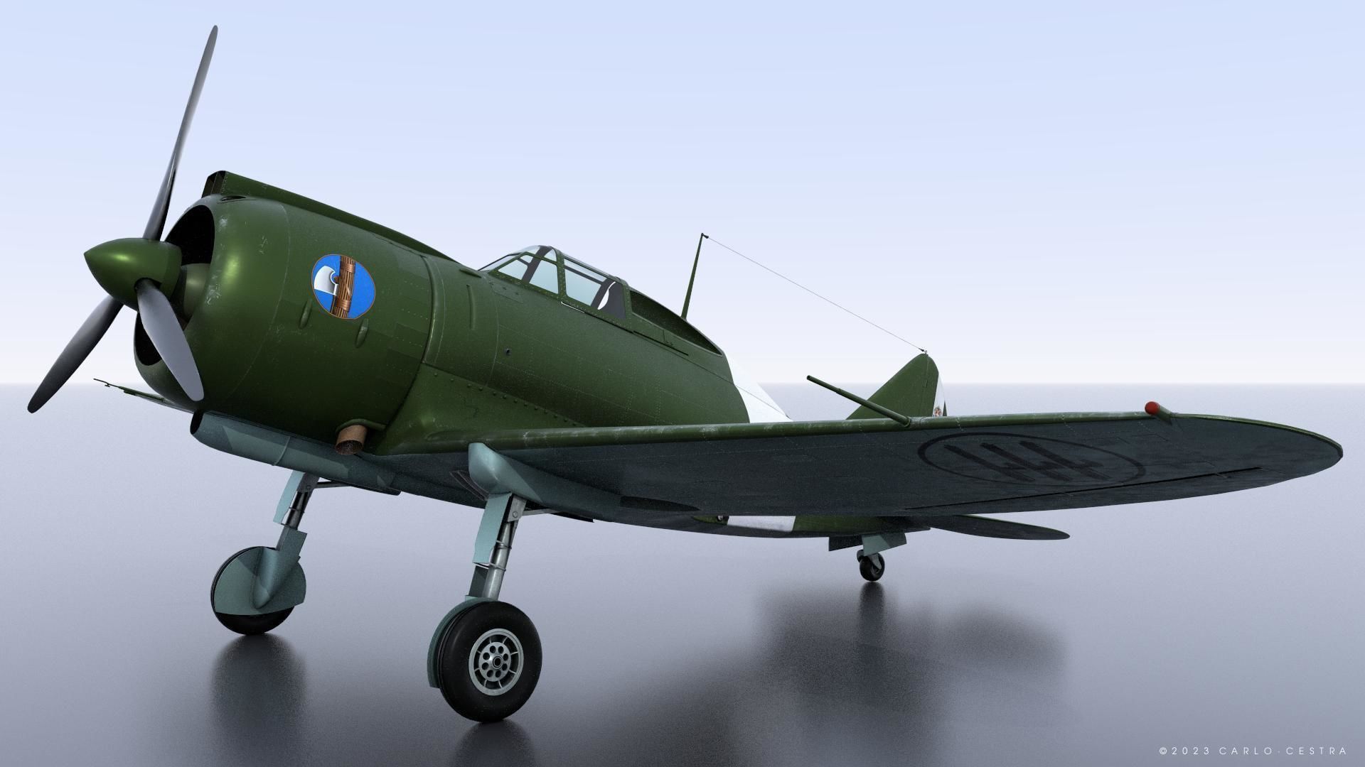 Re2000 Falco I - Catapult version - Rigged Low-poly 3D model_5