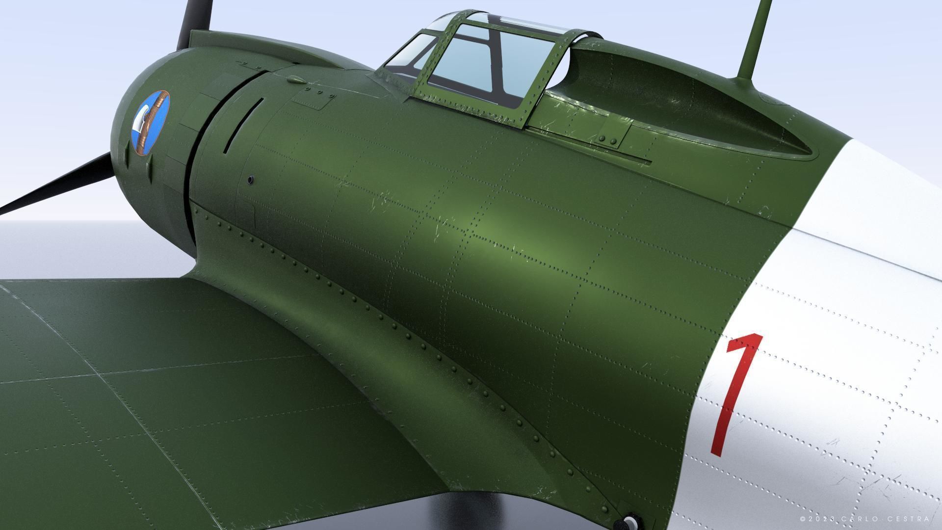 Re2000 Falco I - Catapult version - Rigged Low-poly 3D model_6