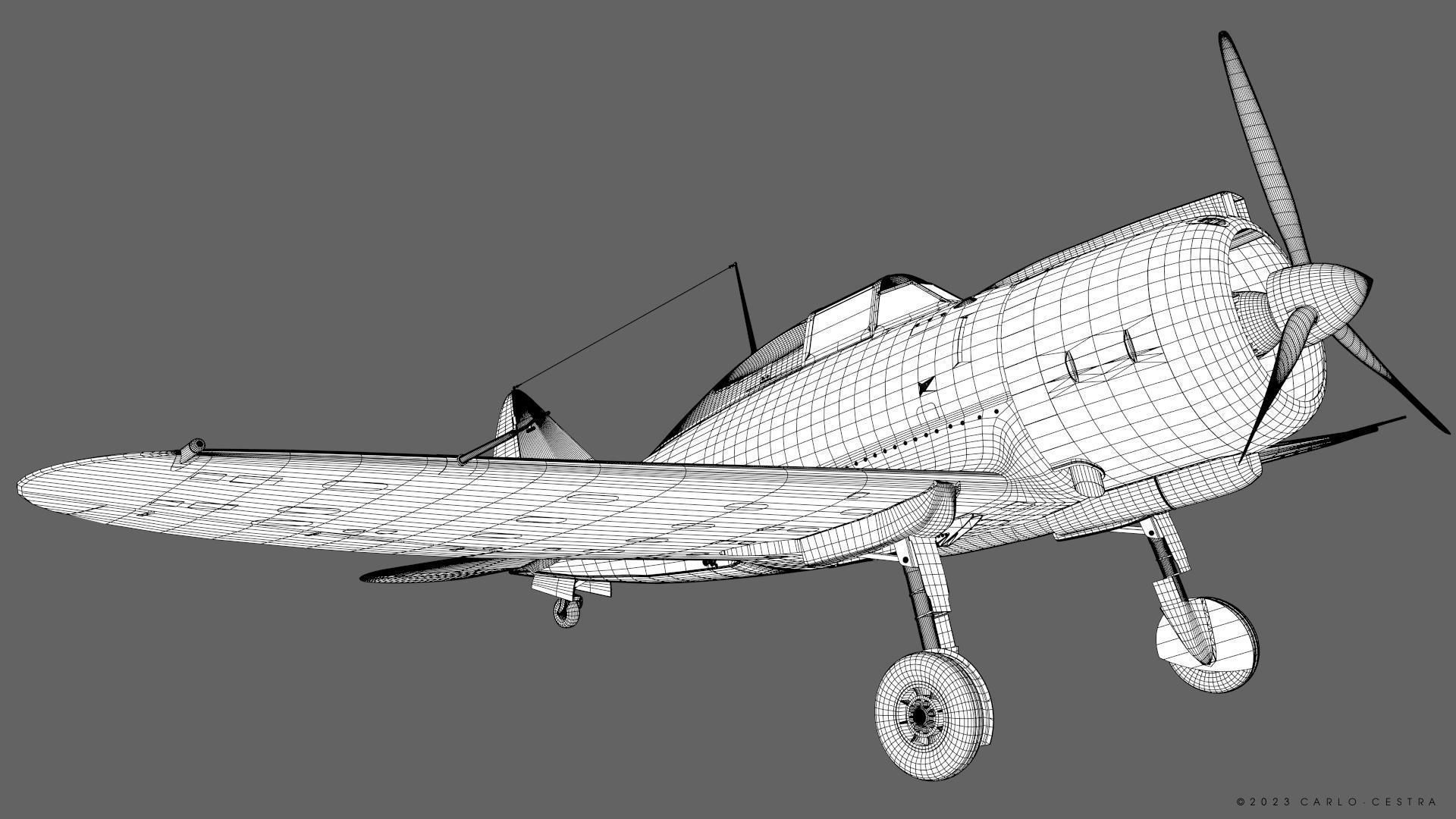 Re2000 Falco I - Catapult version - Rigged Low-poly 3D model_25