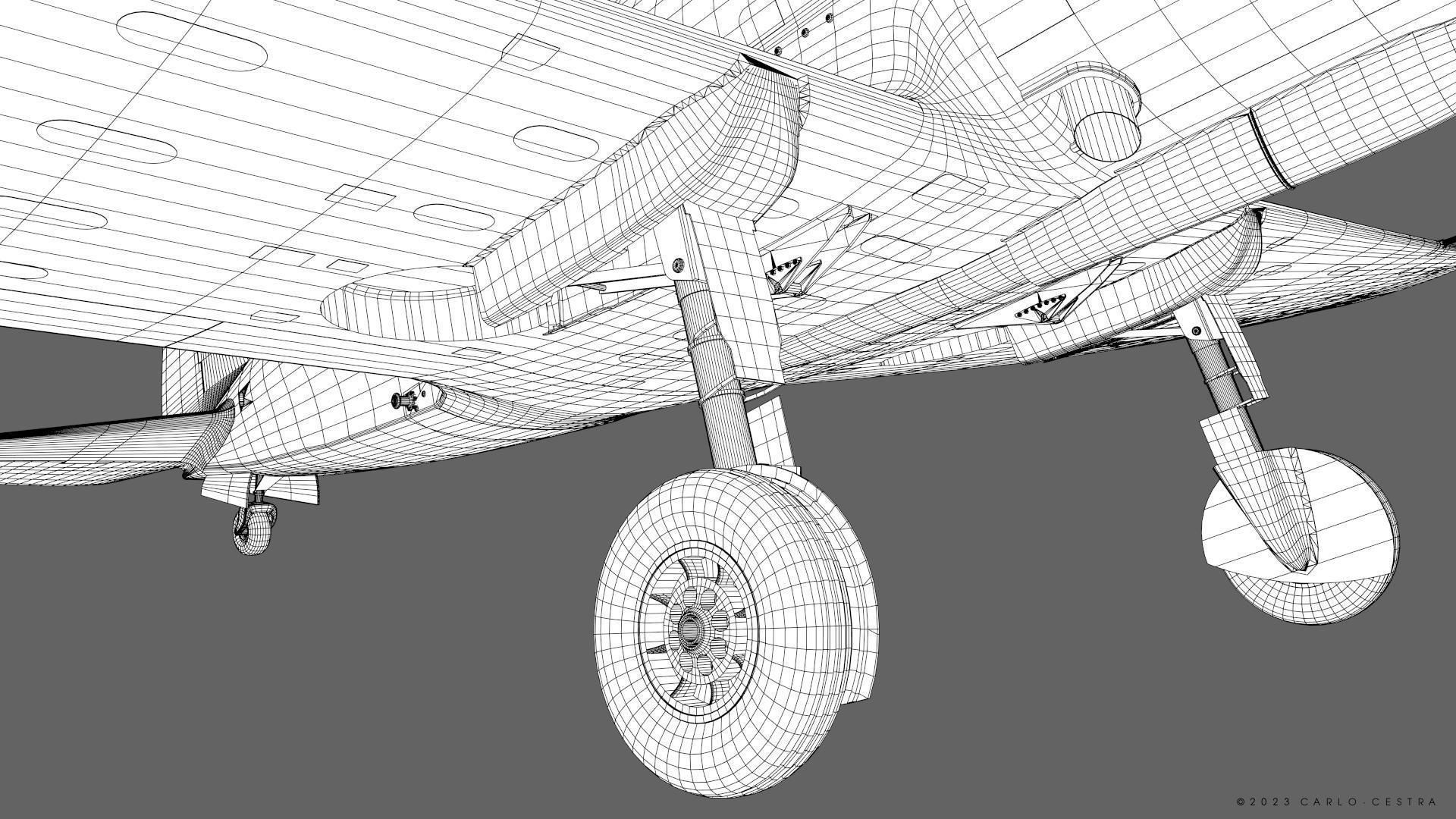 Re2000 Falco I - Catapult version - Rigged Low-poly 3D model_31
