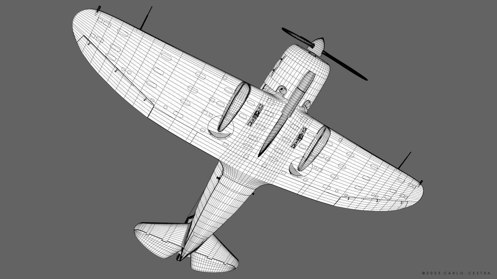 Re2000 Falco I - Catapult version - Rigged Low-poly 3D model_32