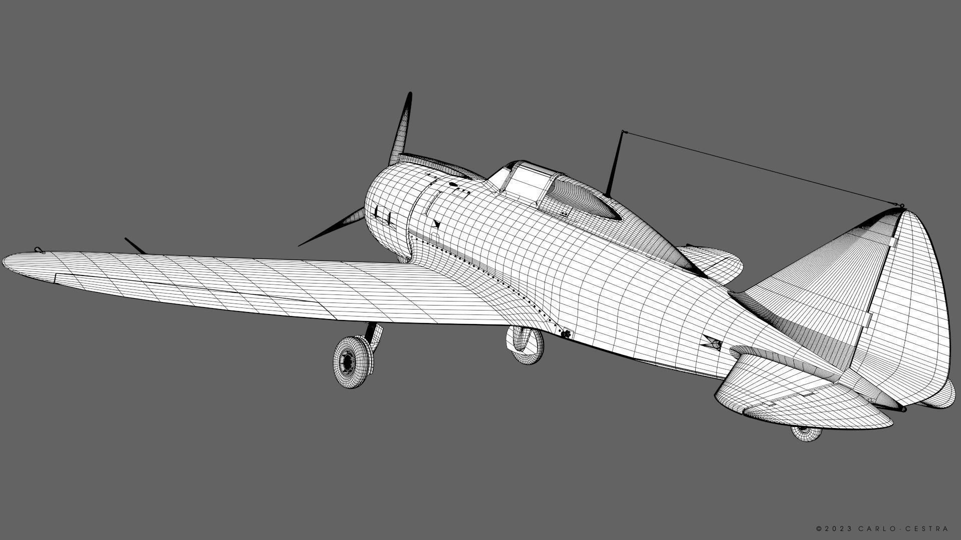 Re2000 Falco I - Catapult version - Rigged Low-poly 3D model_27