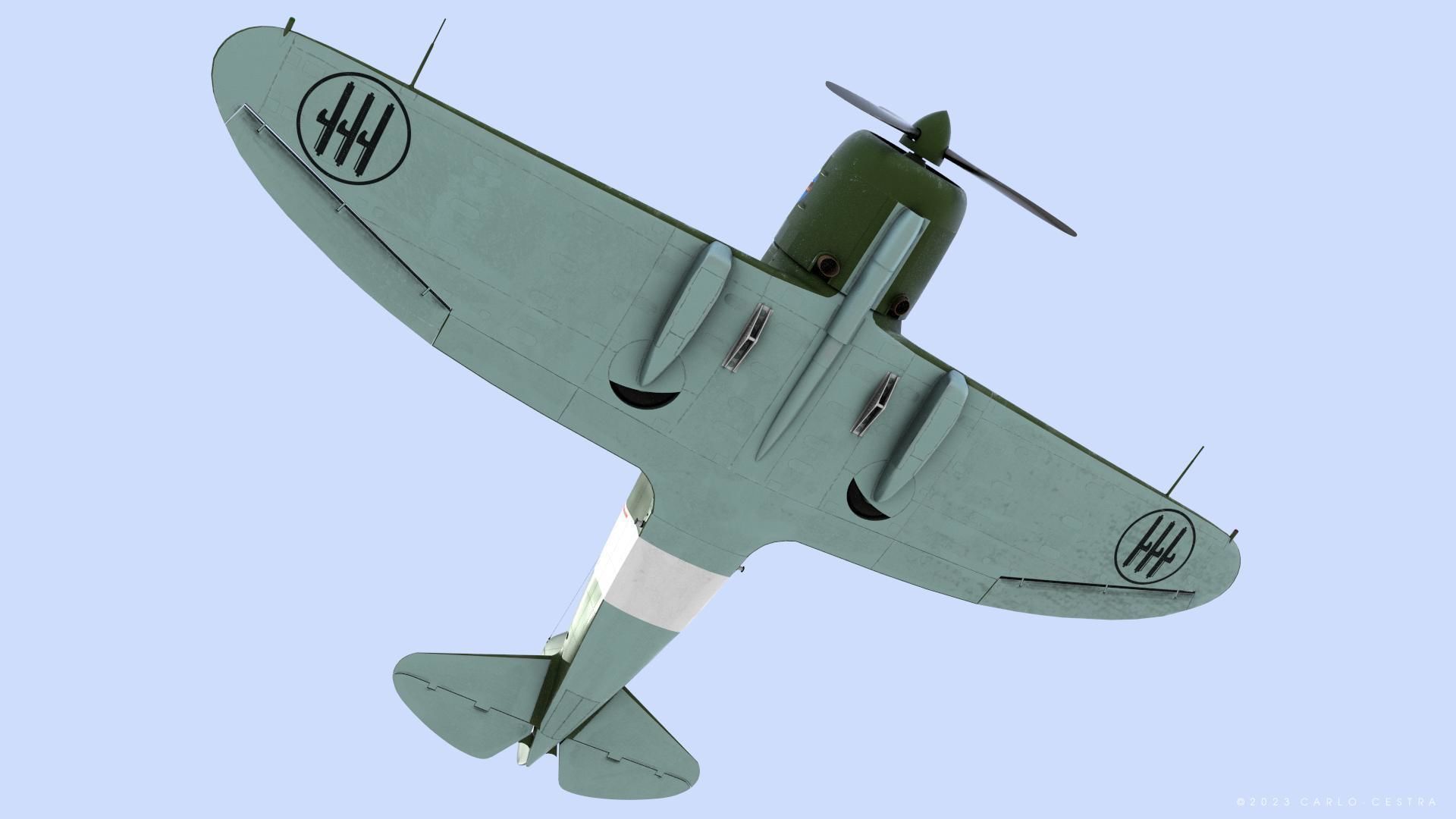 Re2000 Falco I - Catapult version - Rigged Low-poly 3D model_9