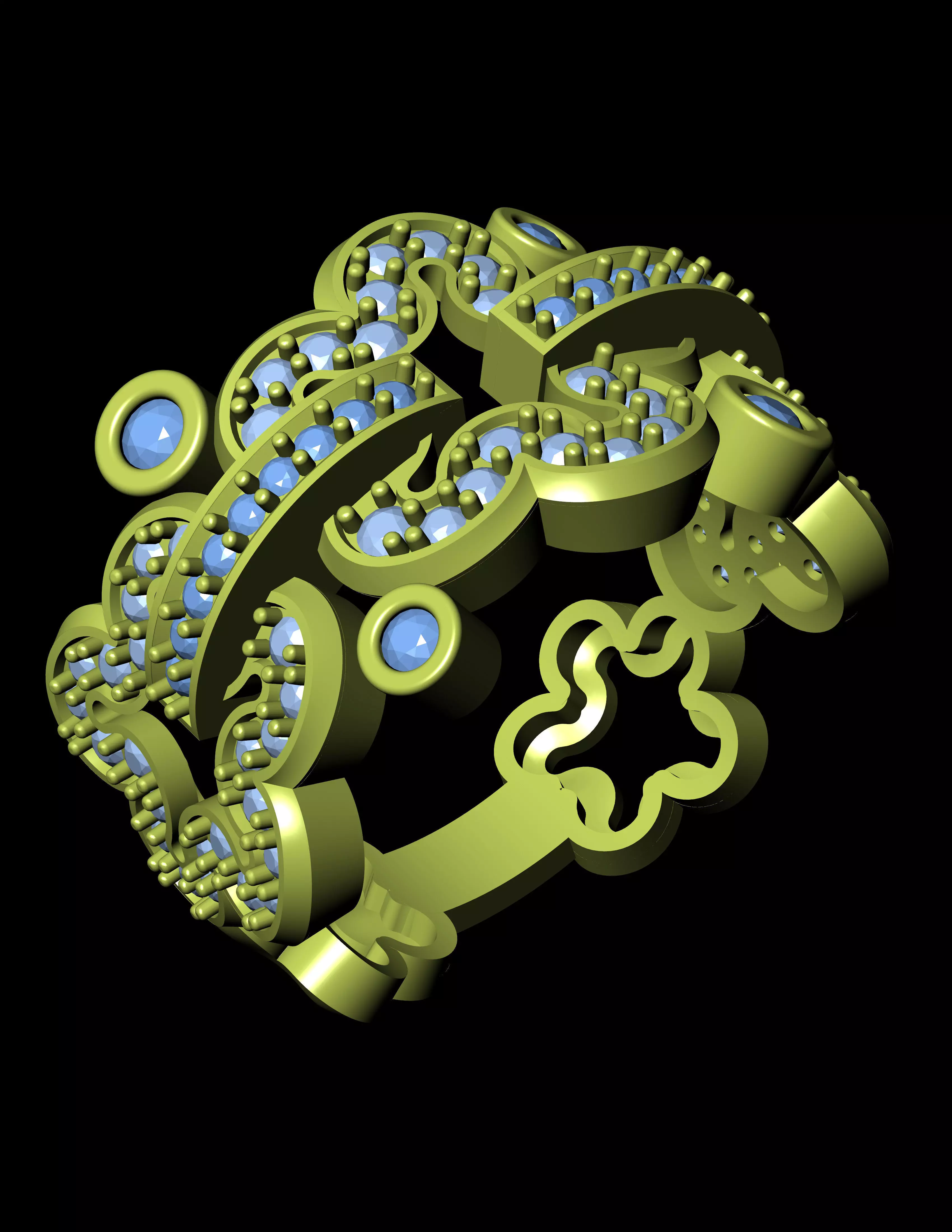 Women Cocktail Ring 3D print model 3D print model_0