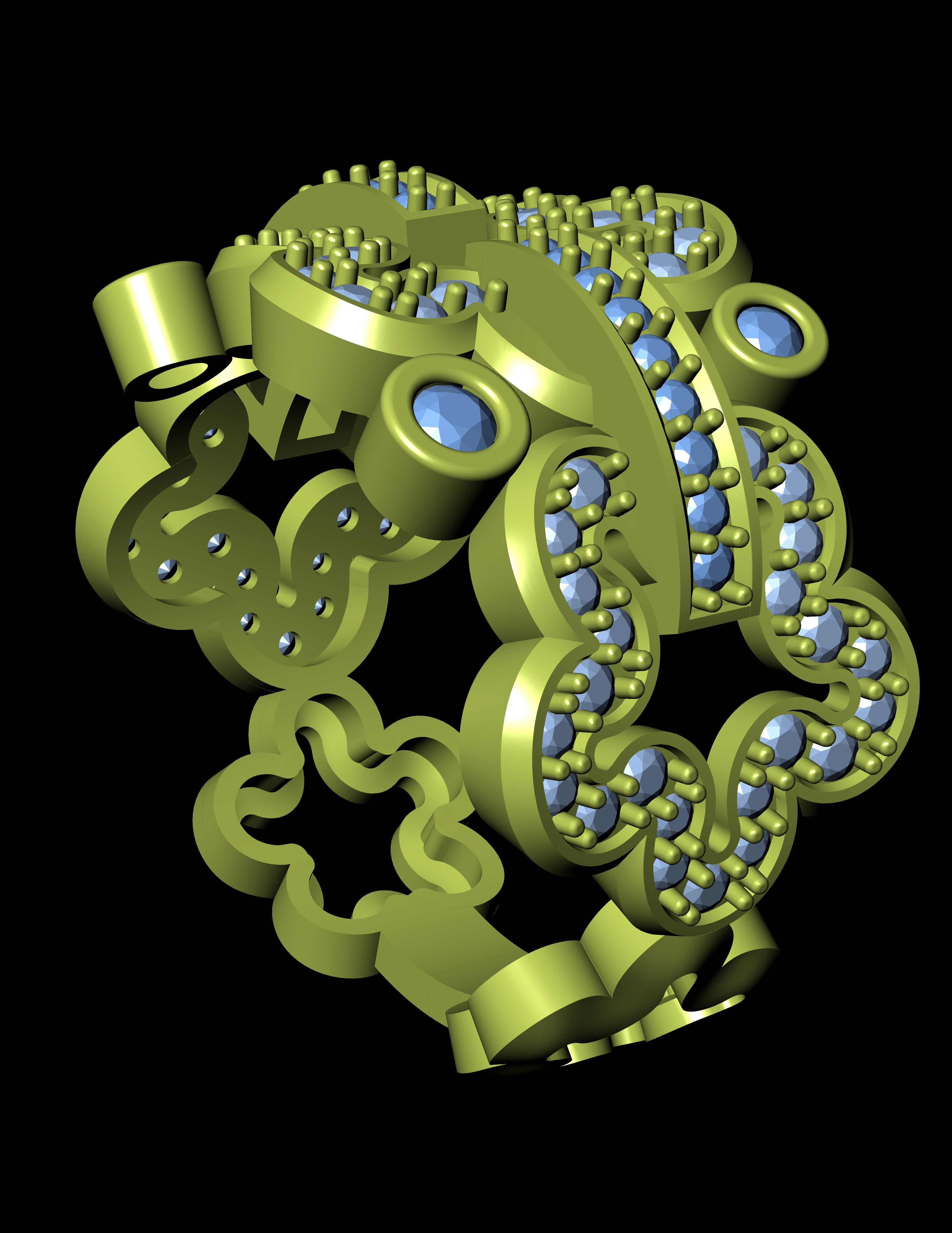 Women Cocktail Ring 3D print model 3D print model_3