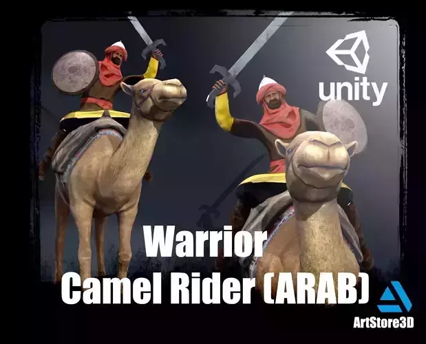 Warrior Camel Rider-Arab-Optimize Low-poly 3D model