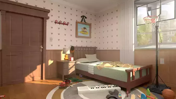 room cartoon lowpoly