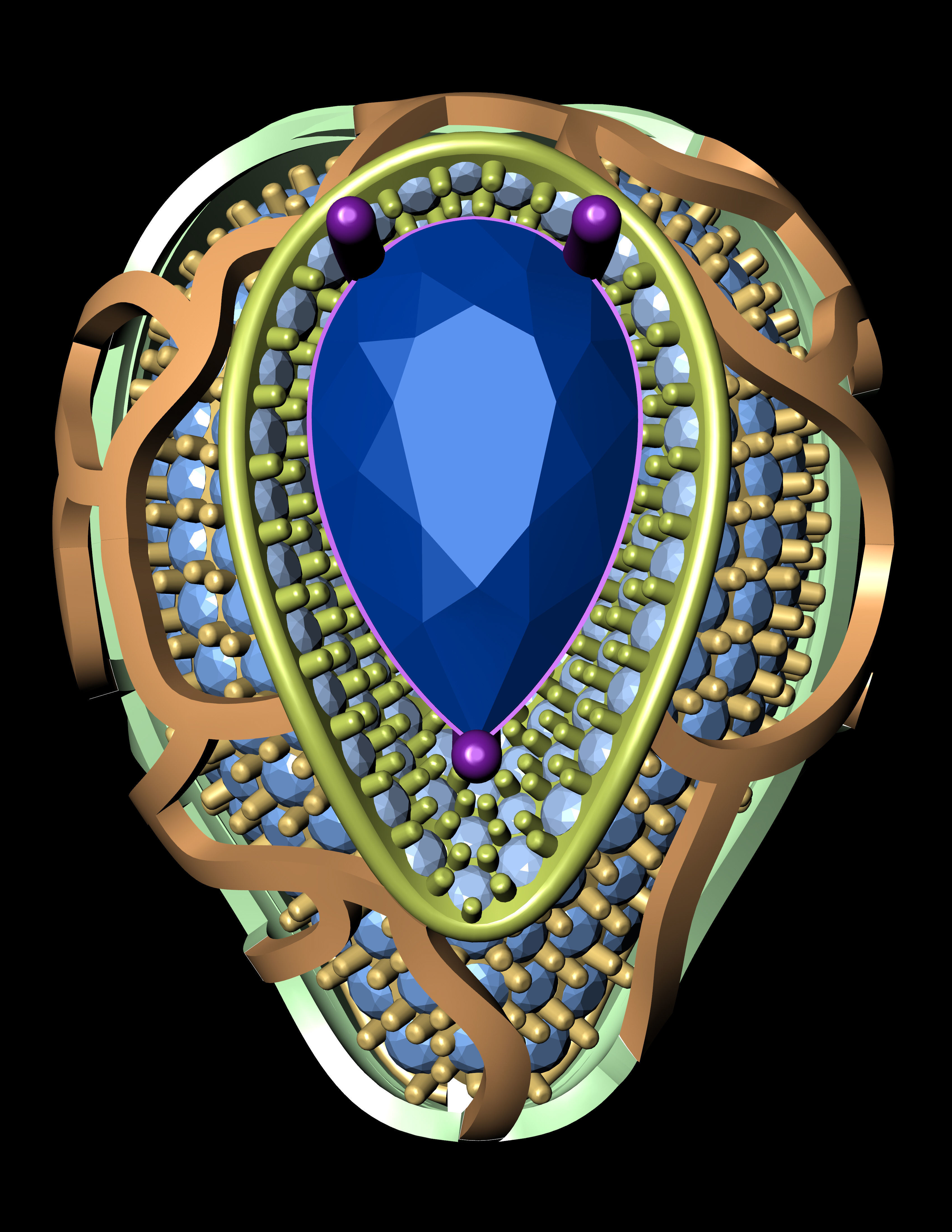 Women Cocktail Ring 3D print model 3D print model_2