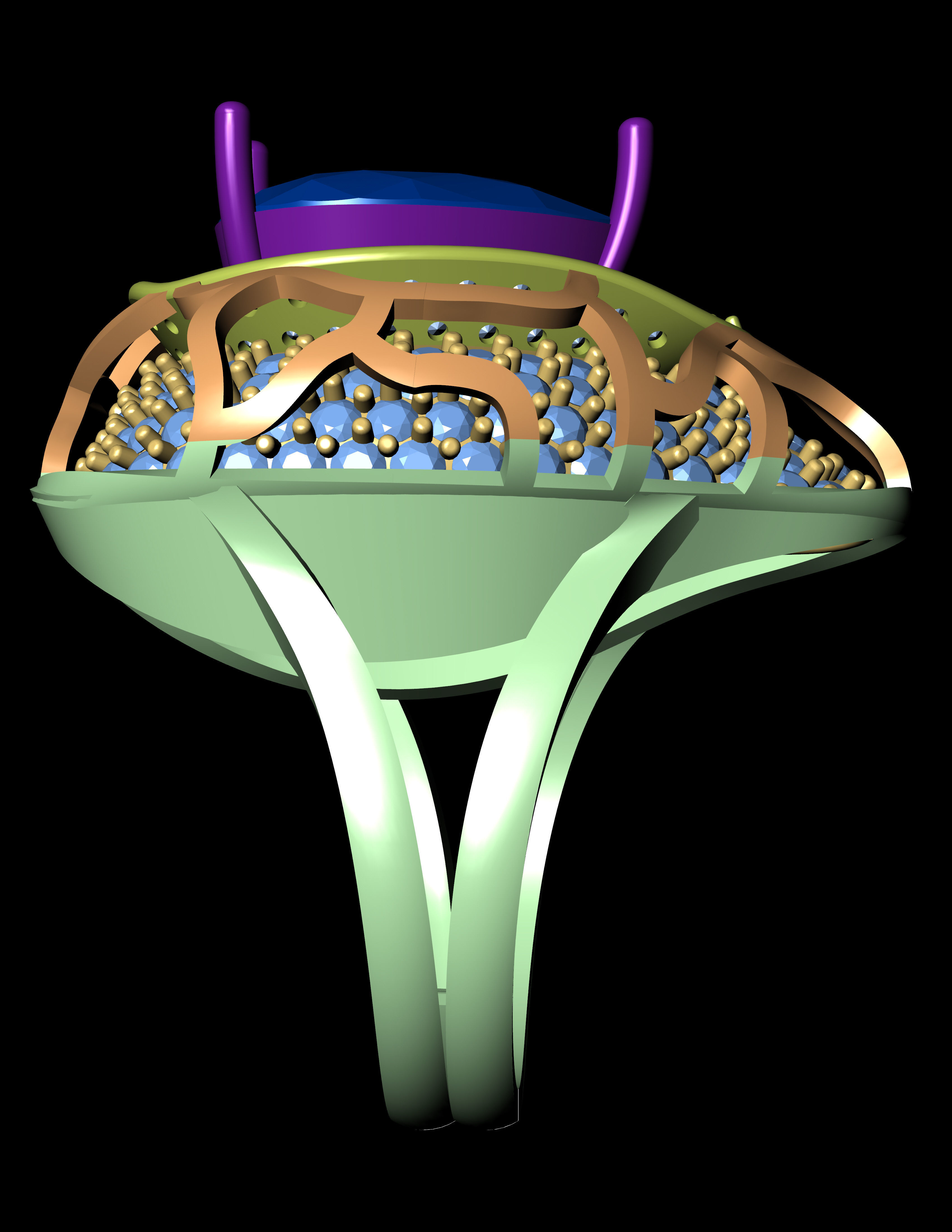 Women Cocktail Ring 3D print model 3D print model_3