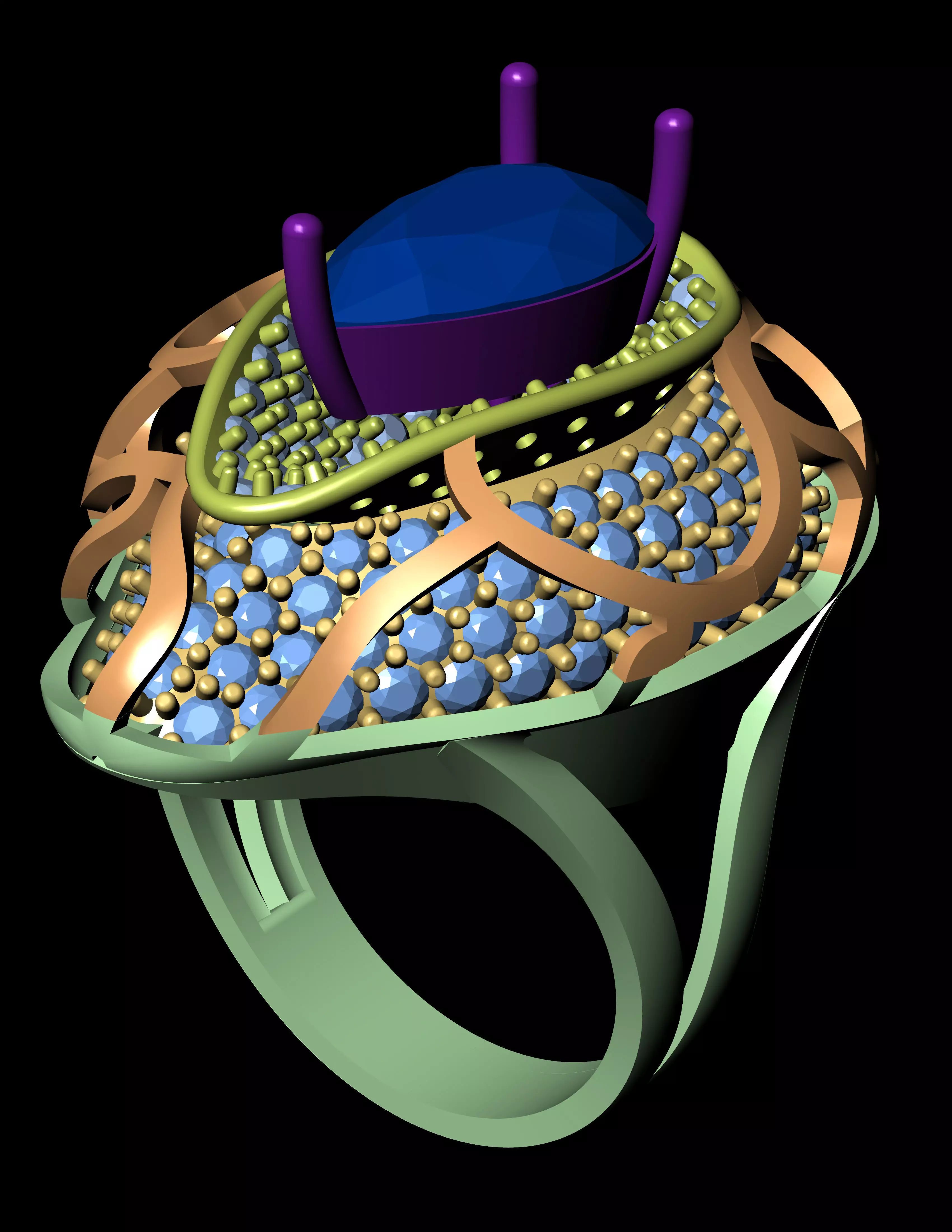 Women Cocktail Ring 3D print model 3D print model_0